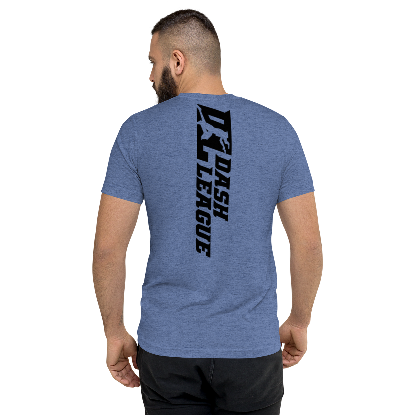 Camisa unisex de mezcla tricolor negra con logotipo DL ancho (delante y detrás)