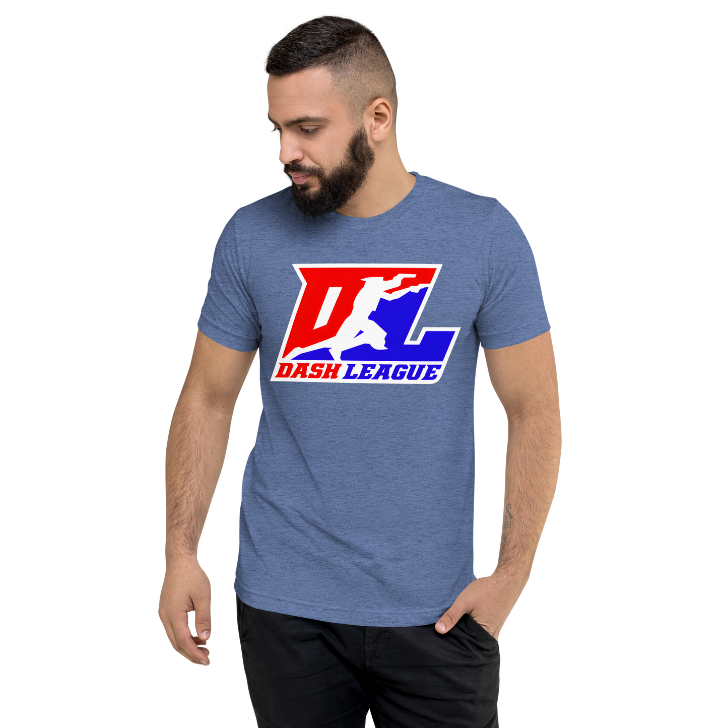 Tri-Blend Shirt Color with White Outline DL Logo (Front+Back)