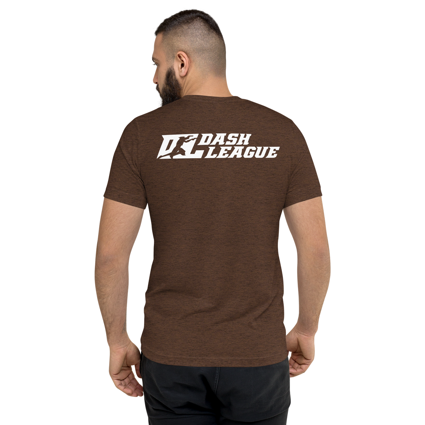 Camisa unisex de mezcla de tres materiales con logotipo DL blanco (parte delantera y trasera)