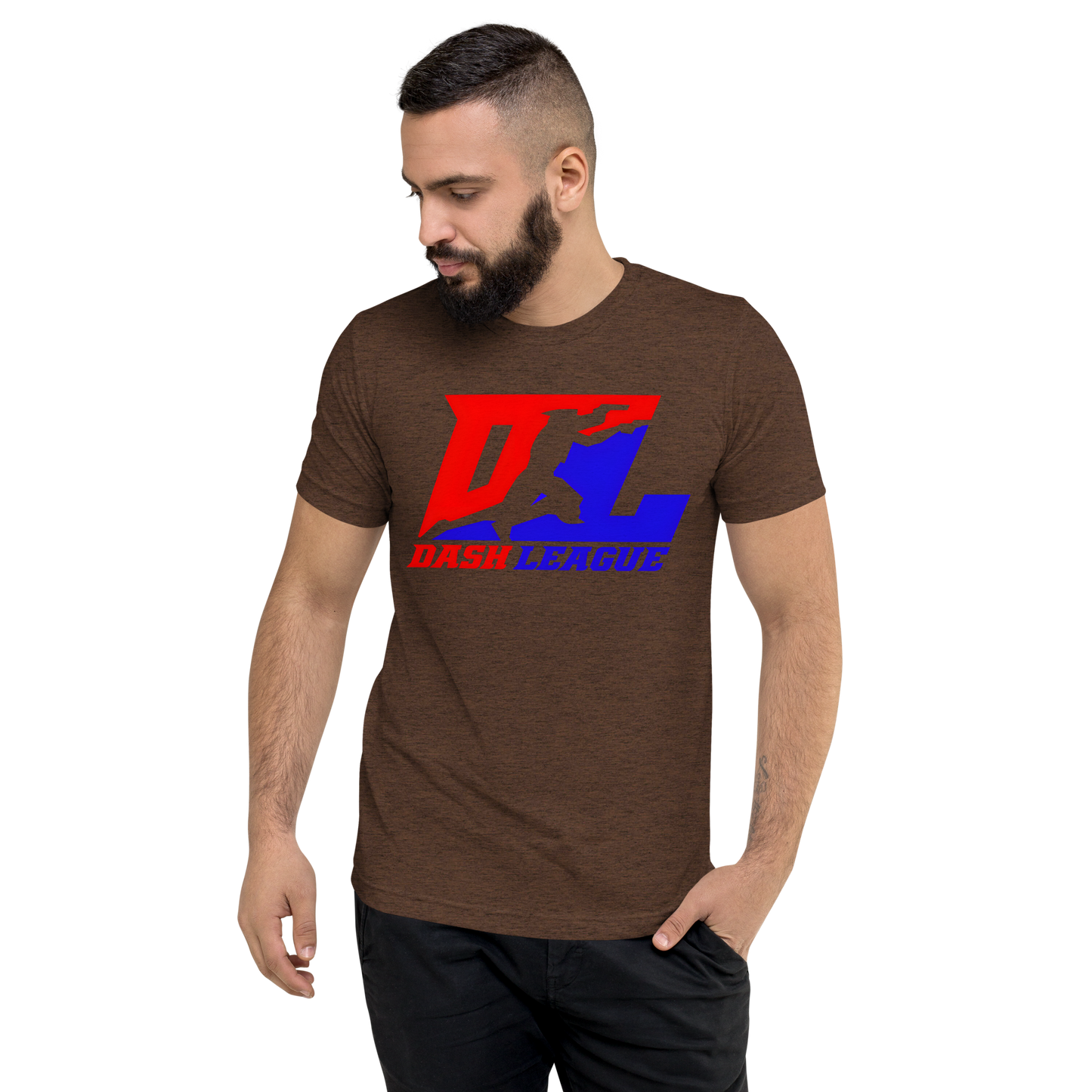 Camisa unisex de mezcla de tres colores con logotipo DL