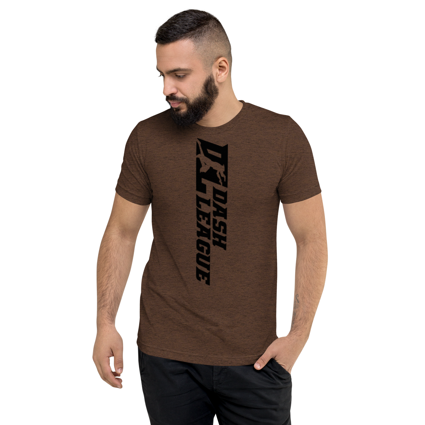 Camisa unisex de mezcla tricolor negra con logotipo DL ancho (delante y detrás)