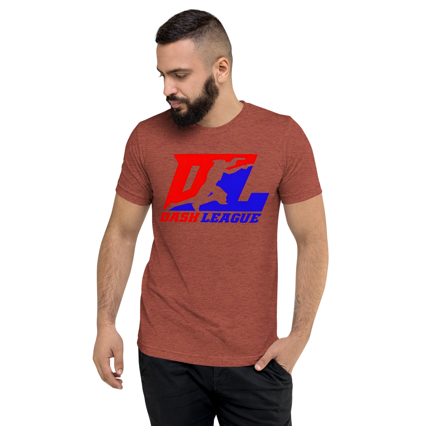 Camisa unisex de mezcla de tres colores con logotipo DL