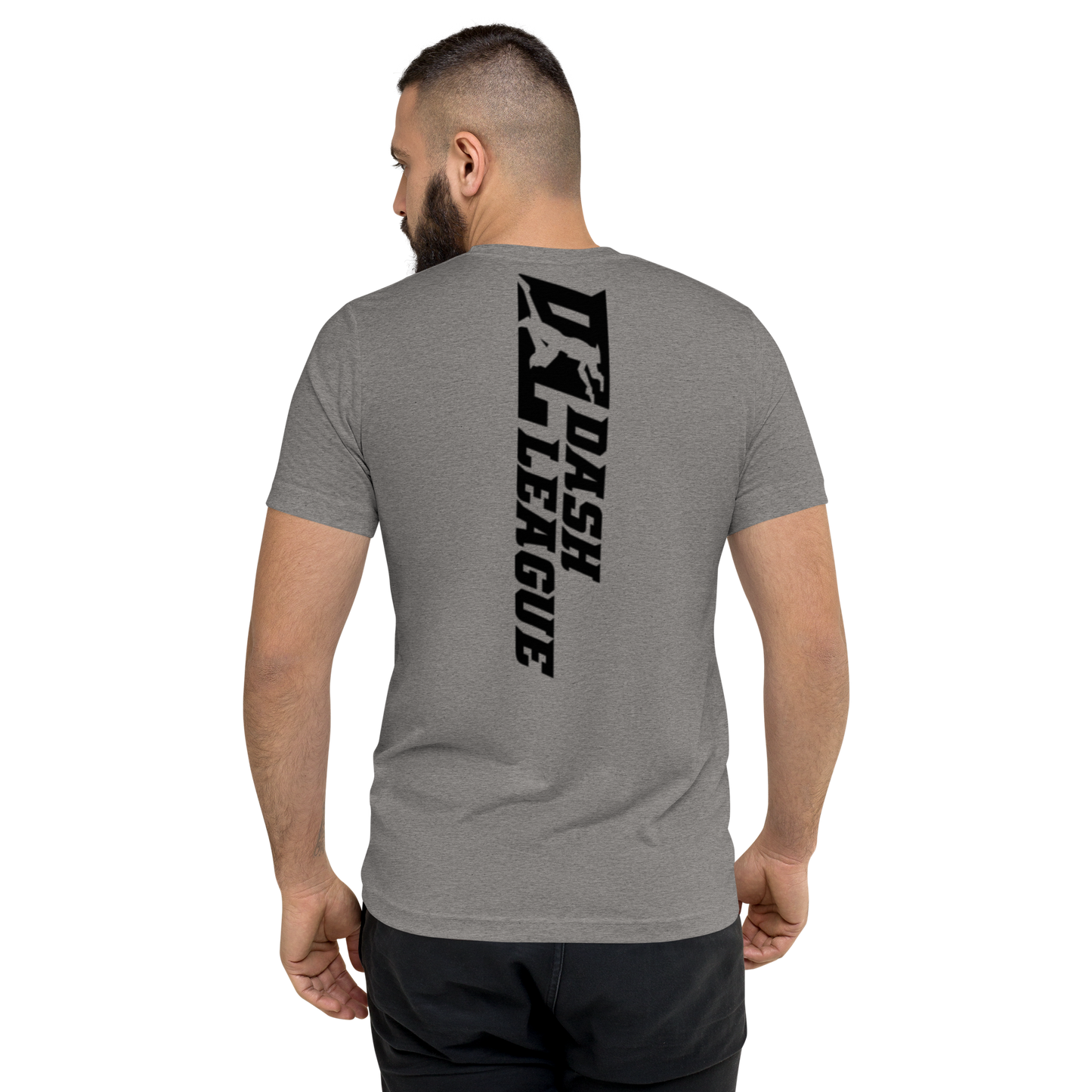 Camisa unisex de mezcla tricolor negra con logotipo DL ancho (delante y detrás)