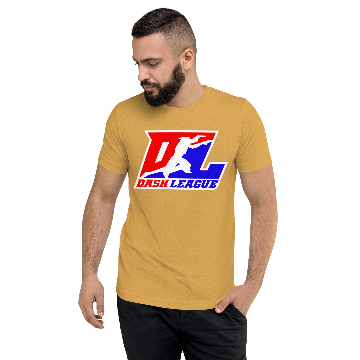 Tri-Blend Shirt Color with White Outline DL Logo (Front+Back)