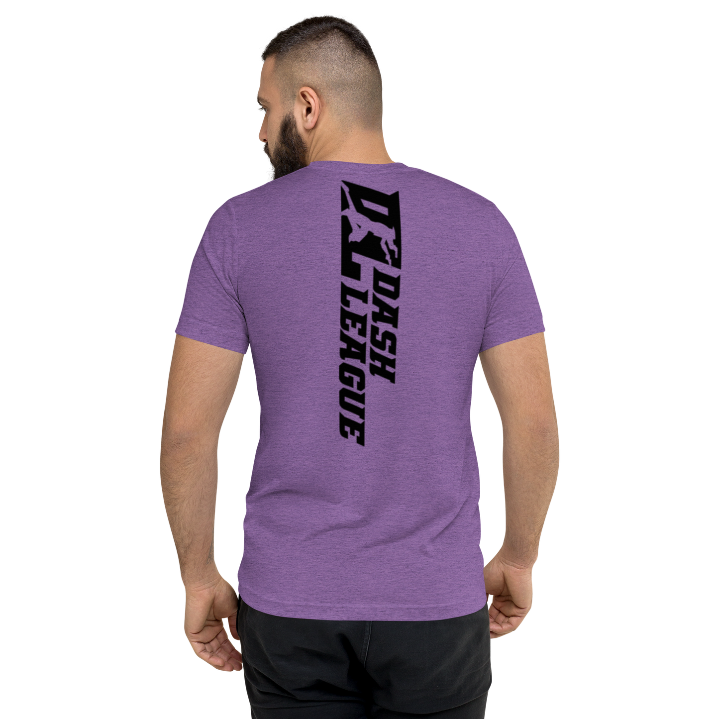 Camisa unisex de mezcla tricolor negra con logotipo DL ancho (delante y detrás)