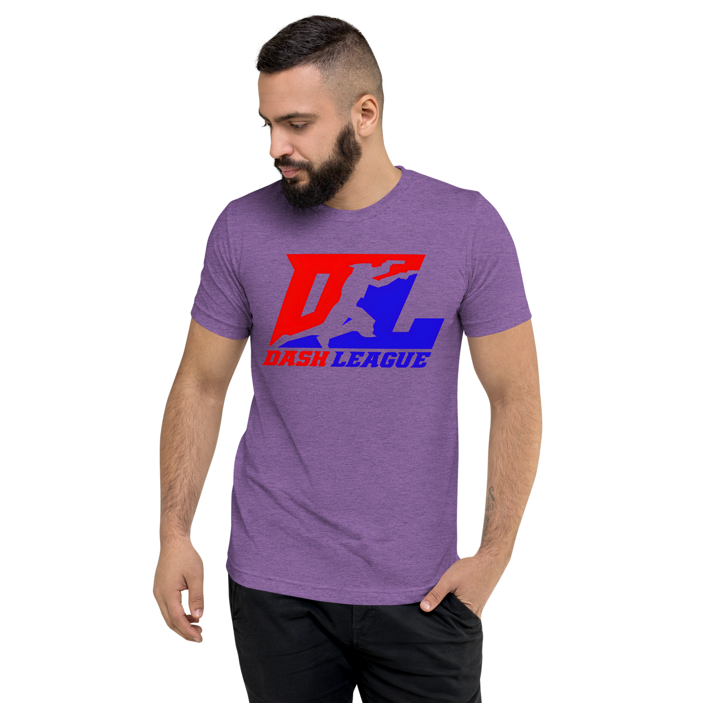 Camisa unisex de mezcla de tres colores con logotipo DL