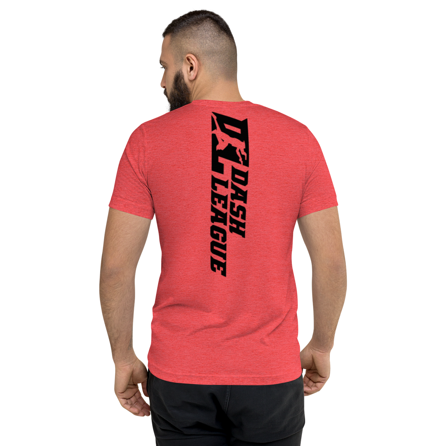 Camisa unisex de mezcla tricolor negra con logotipo DL ancho (delante y detrás)