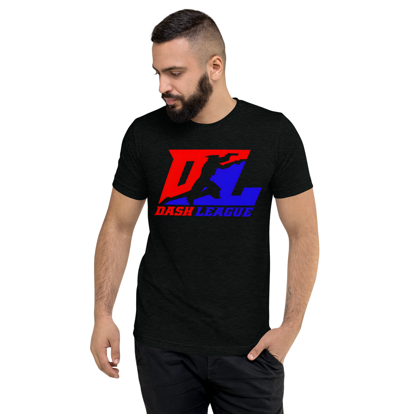 Camisa unisex de mezcla de tres colores con logotipo DL