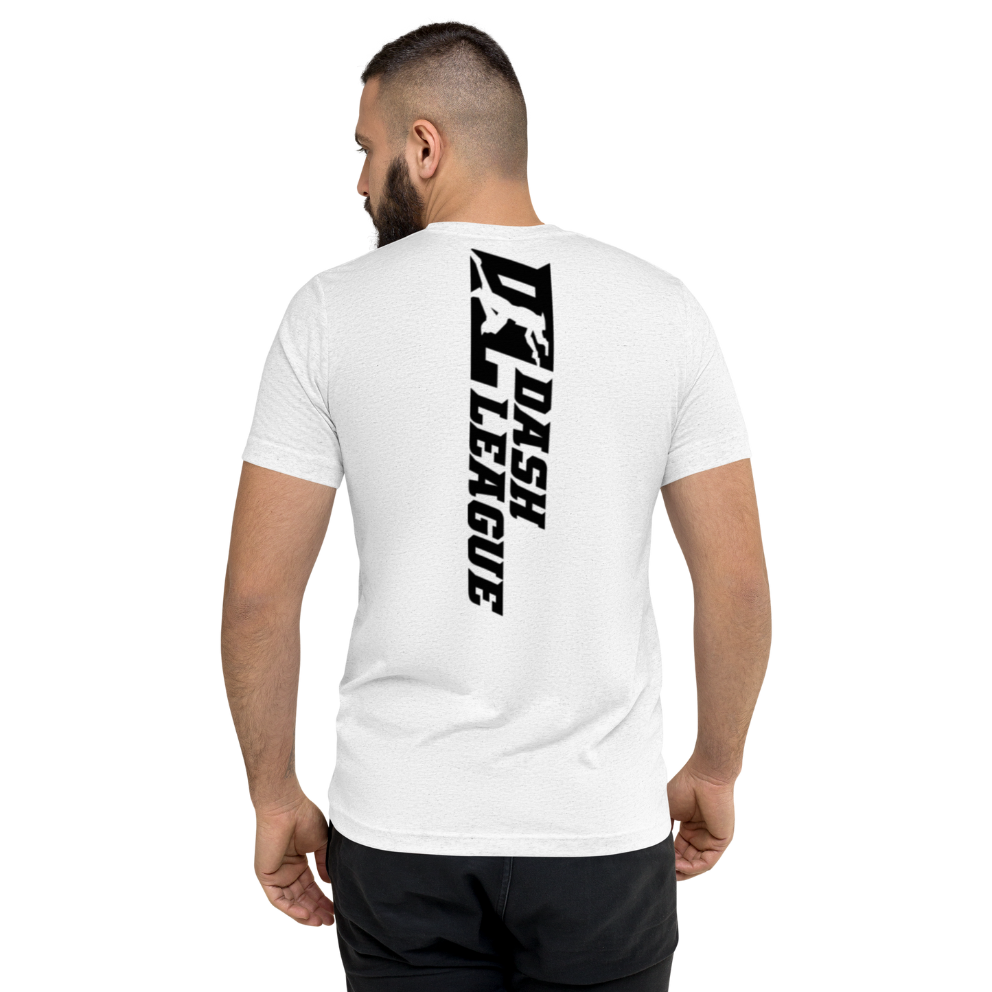 Camisa unisex de mezcla tricolor negra con logotipo DL ancho (delante y detrás)