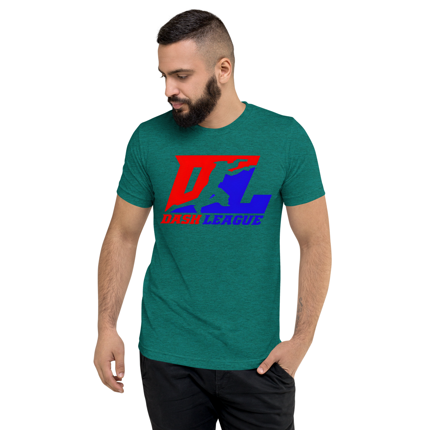 Camisa unisex de mezcla de tres colores con logotipo DL