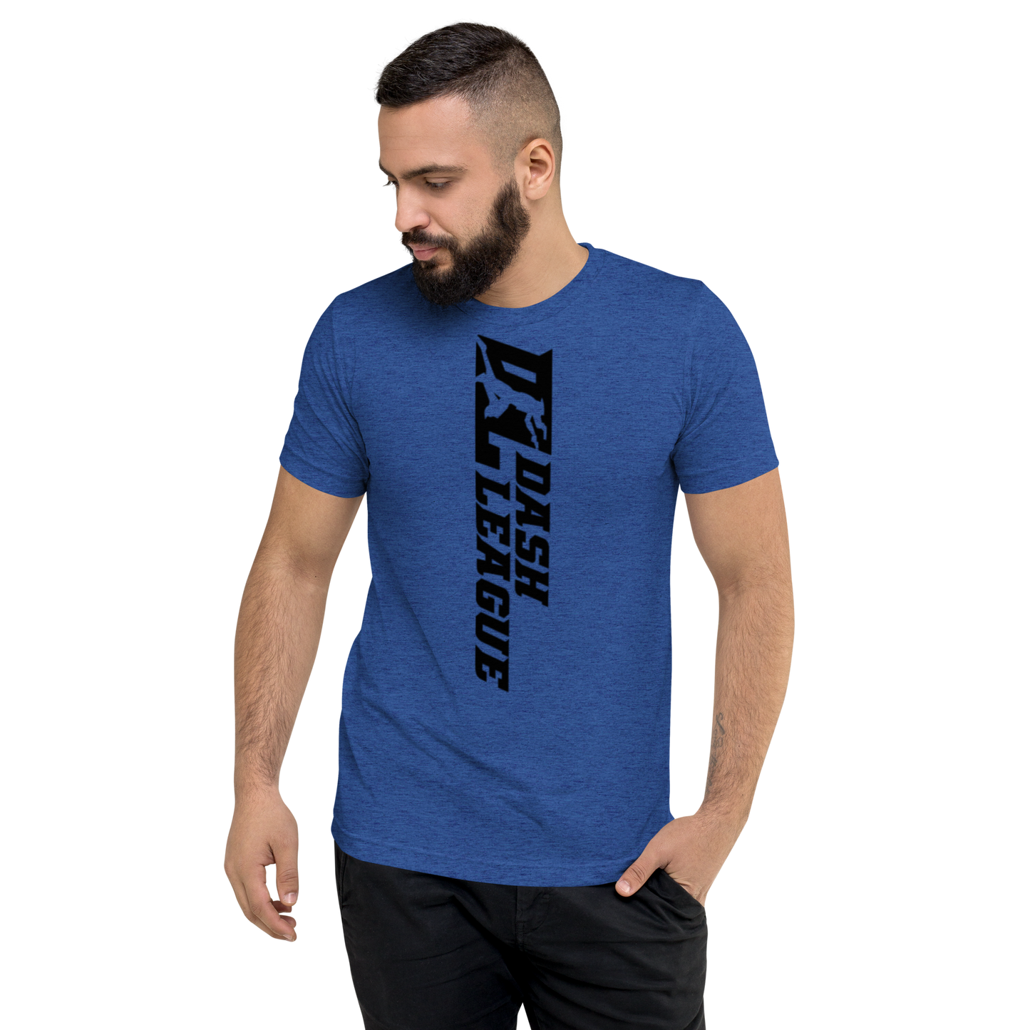 Camisa unisex de mezcla tricolor negra con logotipo DL ancho (delante y detrás)