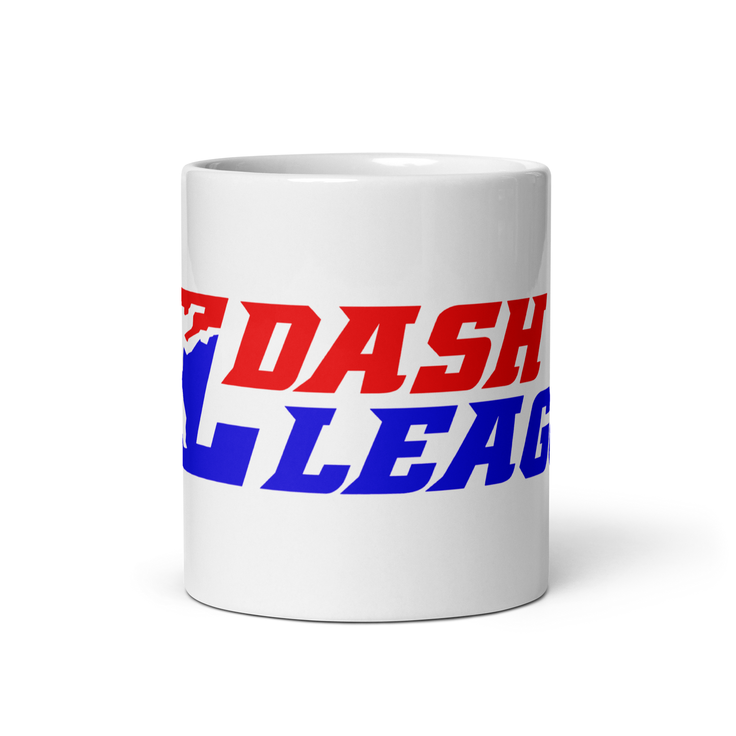 Taza blanca con logotipo DL de color ancho
