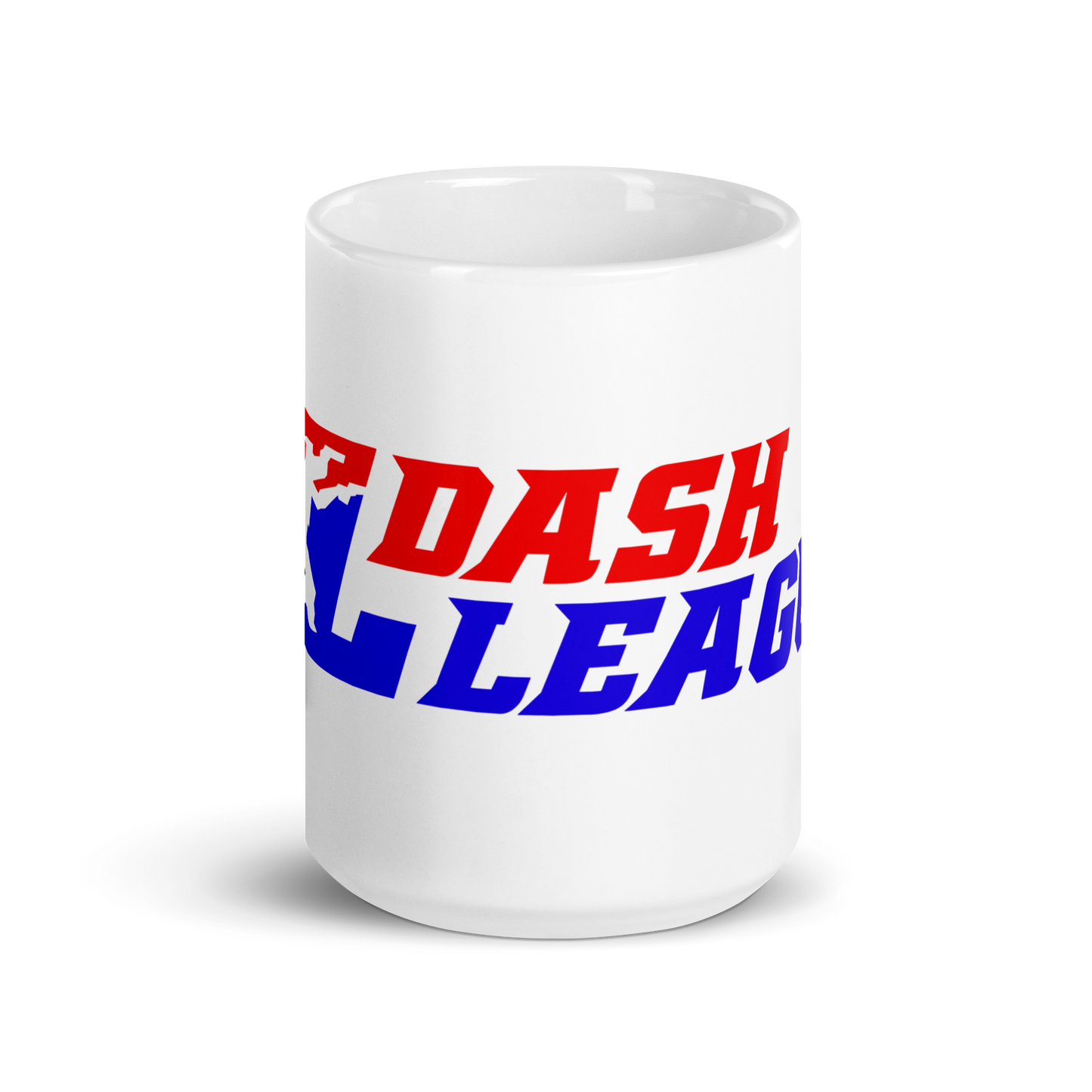 Taza blanca con logotipo DL de color ancho