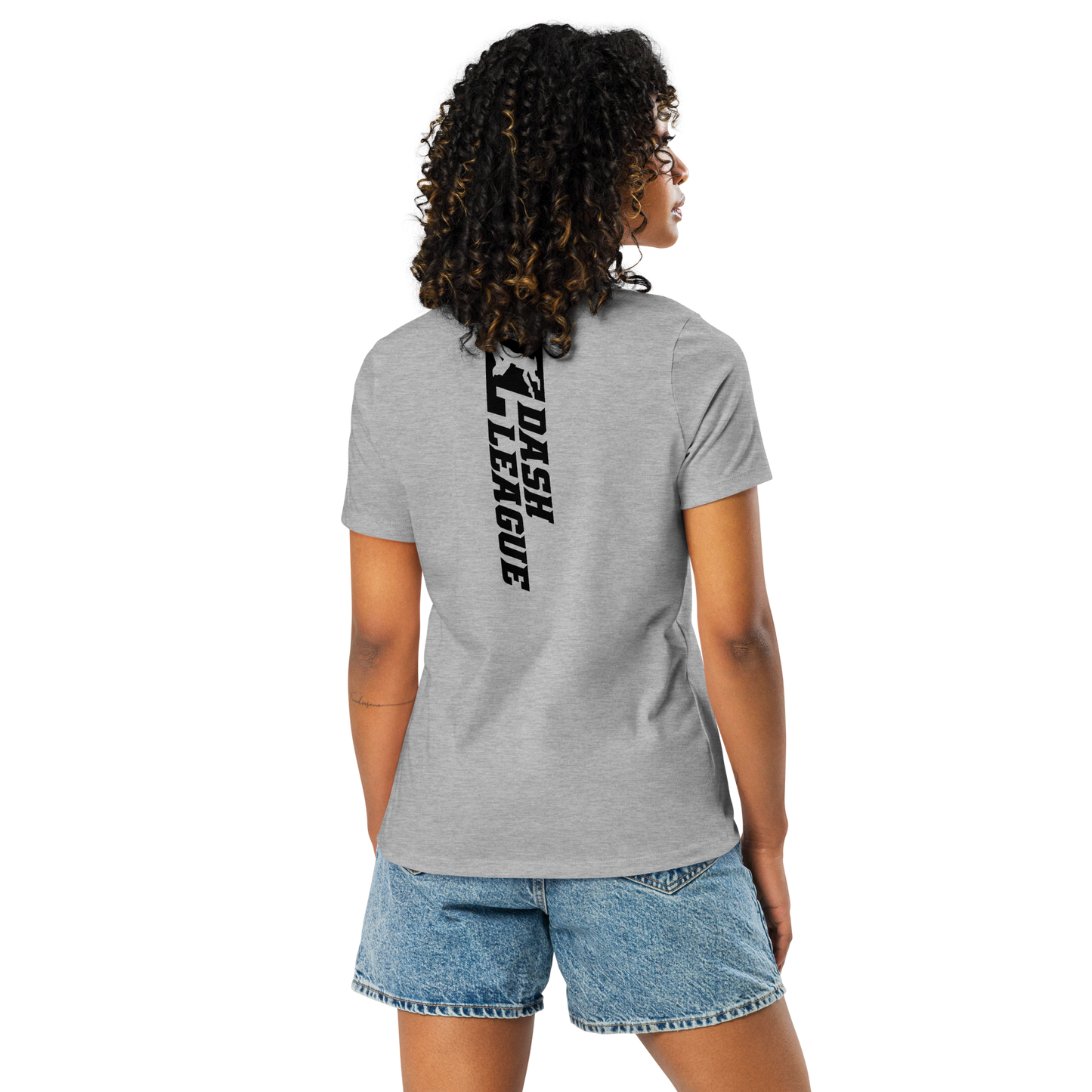 T-shirt décontracté pour femme avec logo DL large noir (devant + dos)