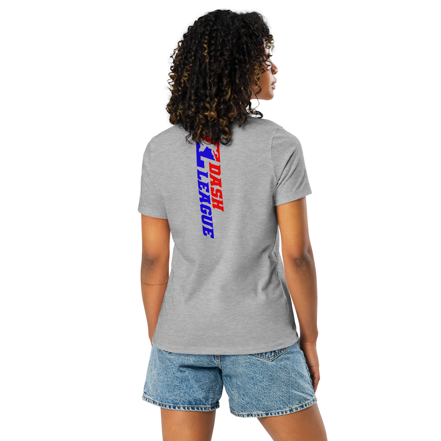 Camiseta holgada para mujer con logotipo DL de color ancho (delante y detrás)