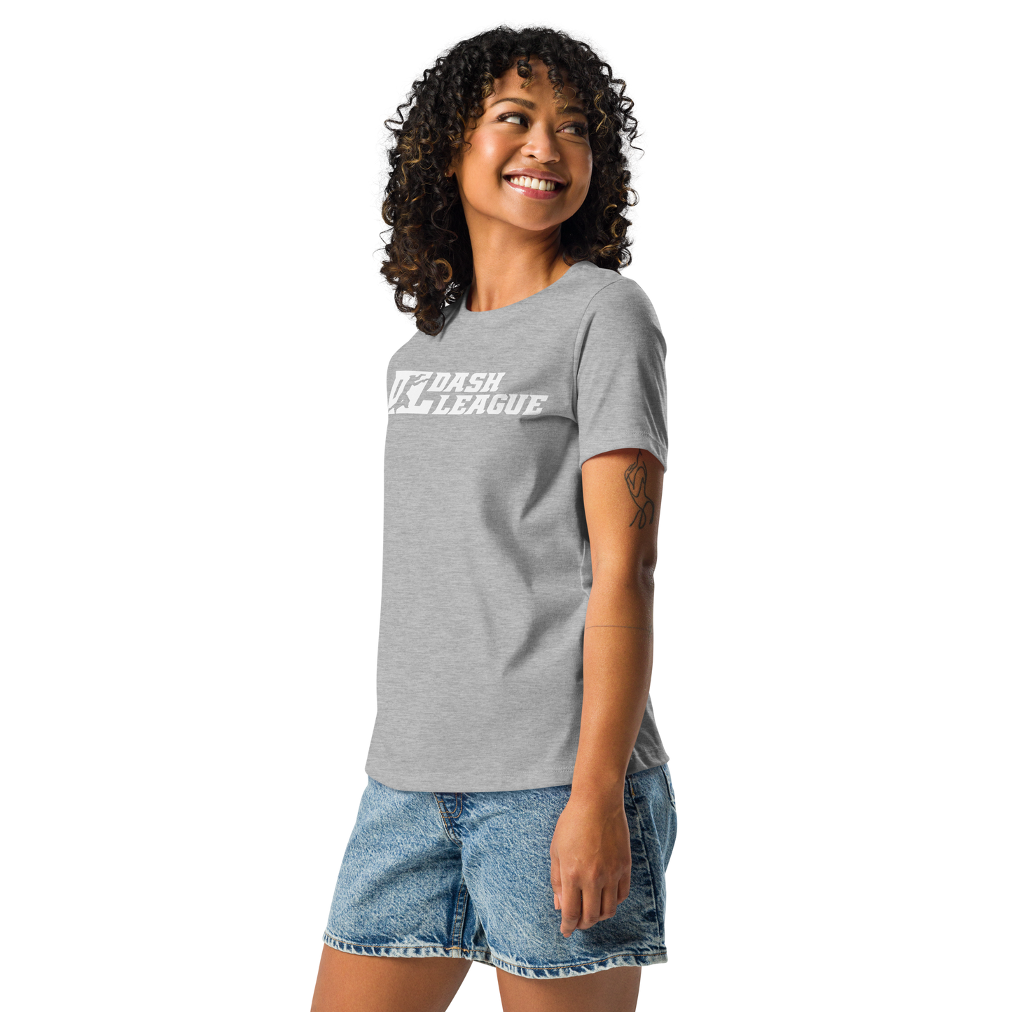 Camiseta holgada blanca para mujer con logotipo DL ancho