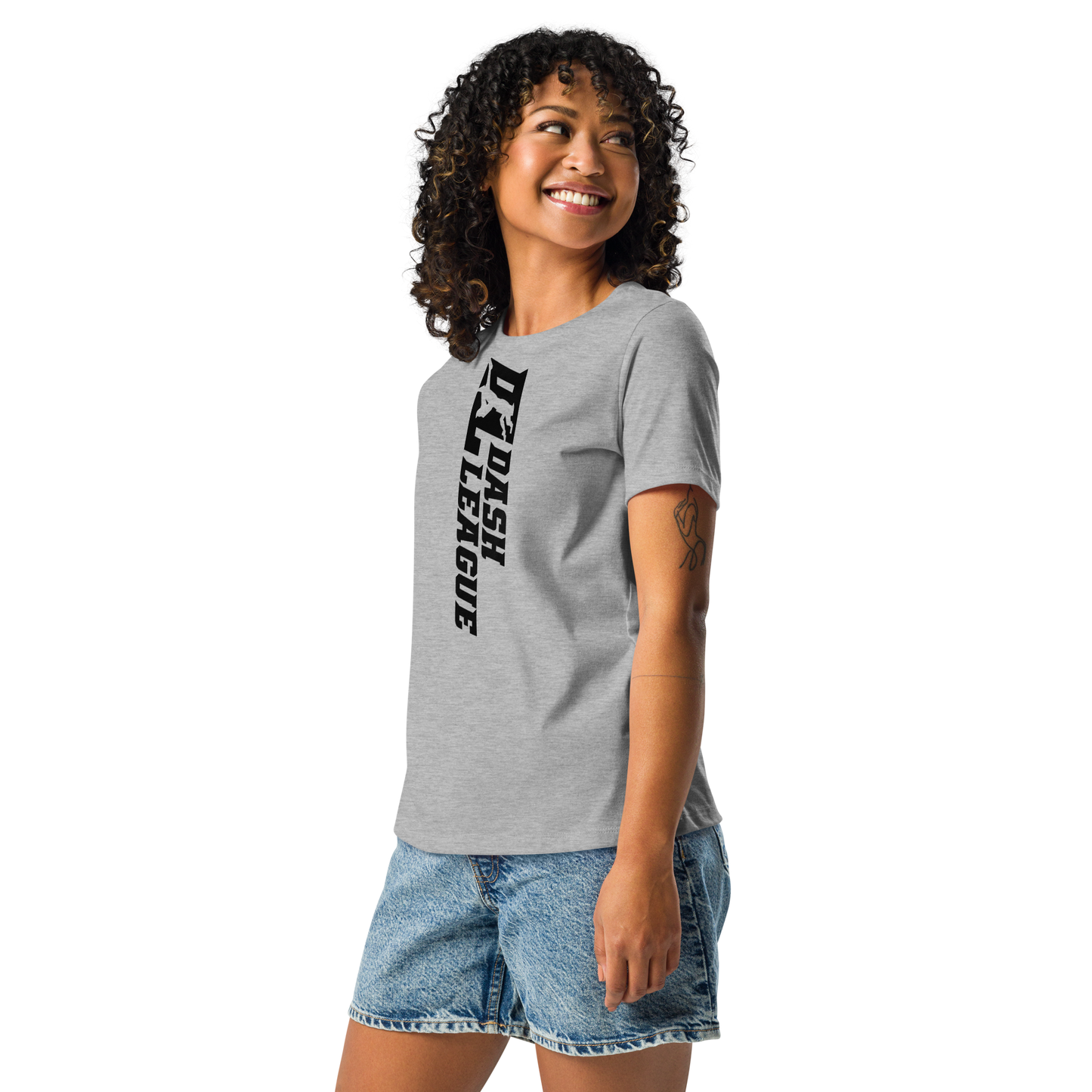 T-shirt décontracté pour femme avec logo DL large noir (devant + dos)
