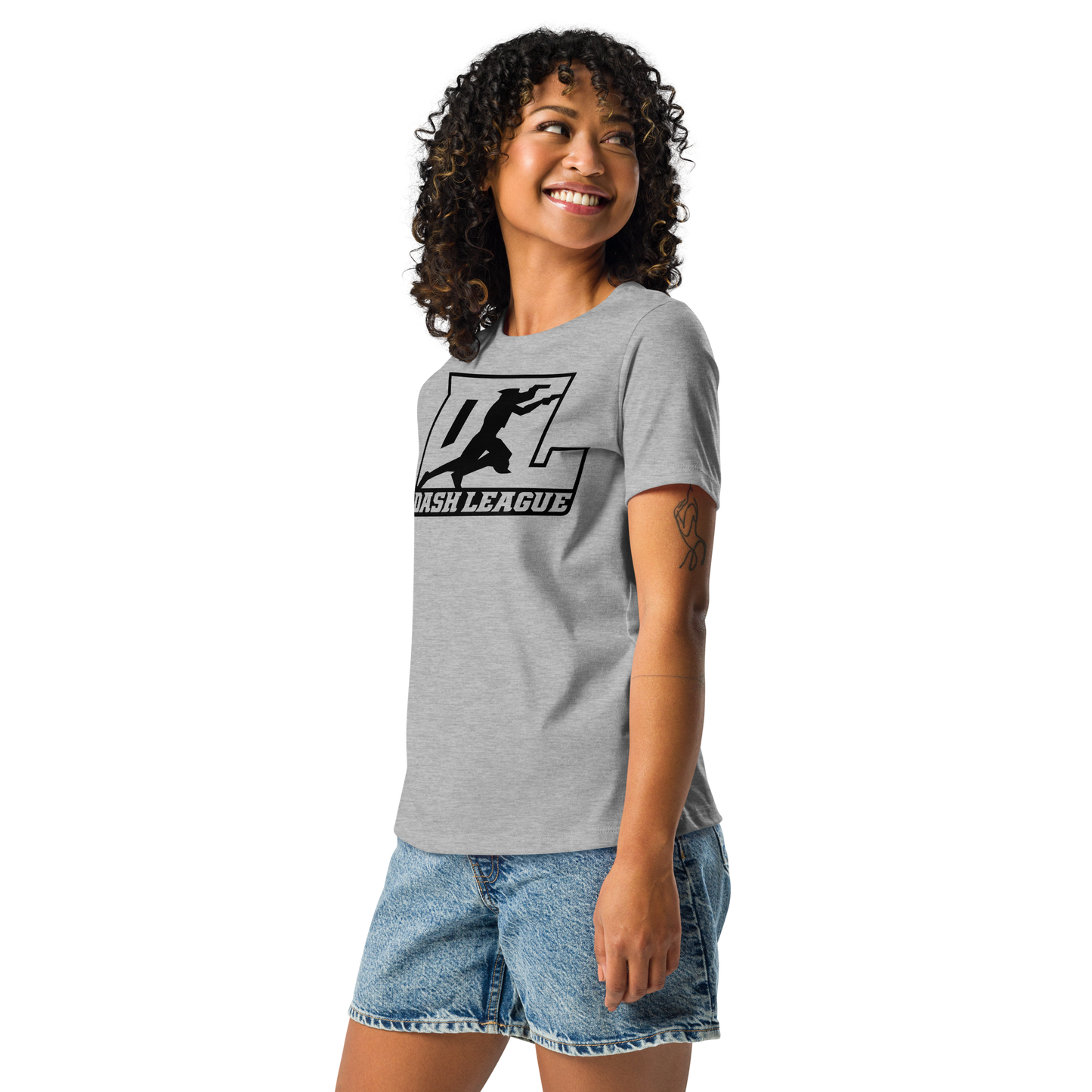 T-shirt décontracté pour femme avec contour noir et logo DL