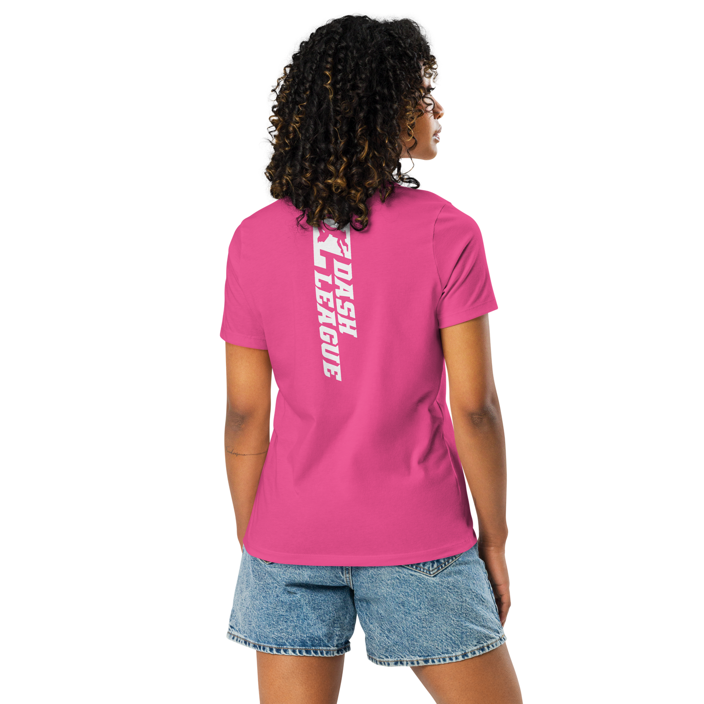 Camiseta holgada blanca para mujer con logotipo DL ancho (delante y detrás)