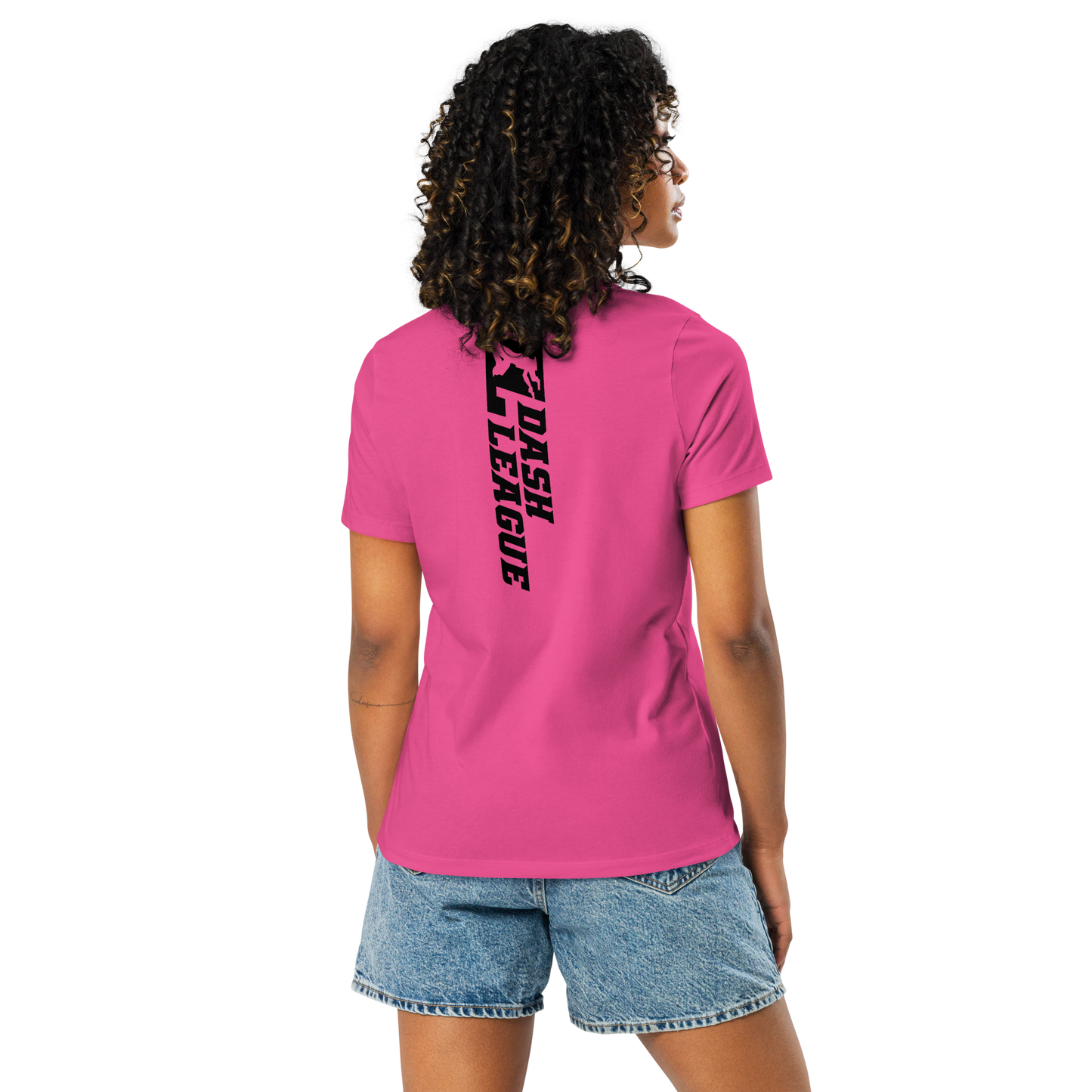 T-shirt décontracté pour femme avec logo DL large noir (devant + dos)