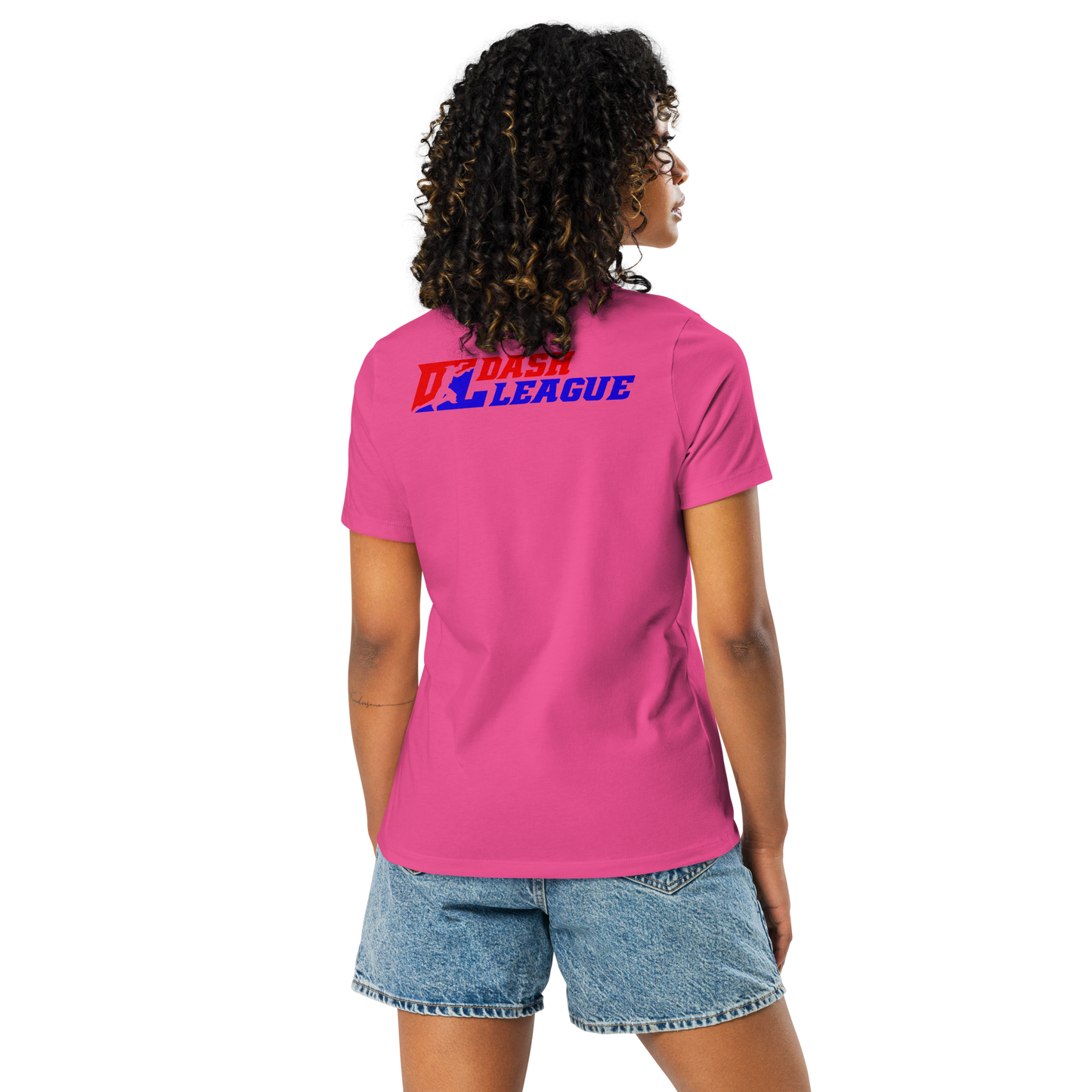 Camiseta relajada para mujer con logotipo DL en color (parte delantera y trasera)
