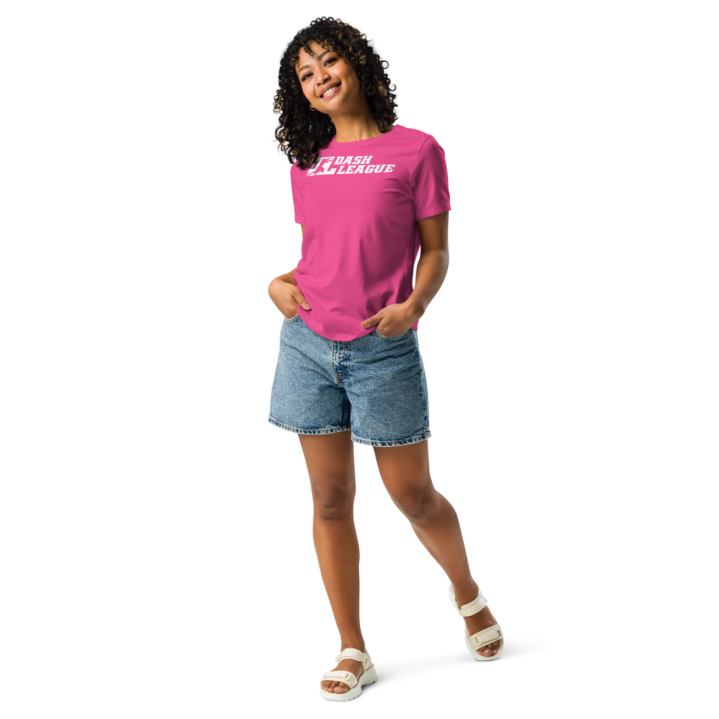 Camiseta holgada blanca para mujer con logotipo DL ancho