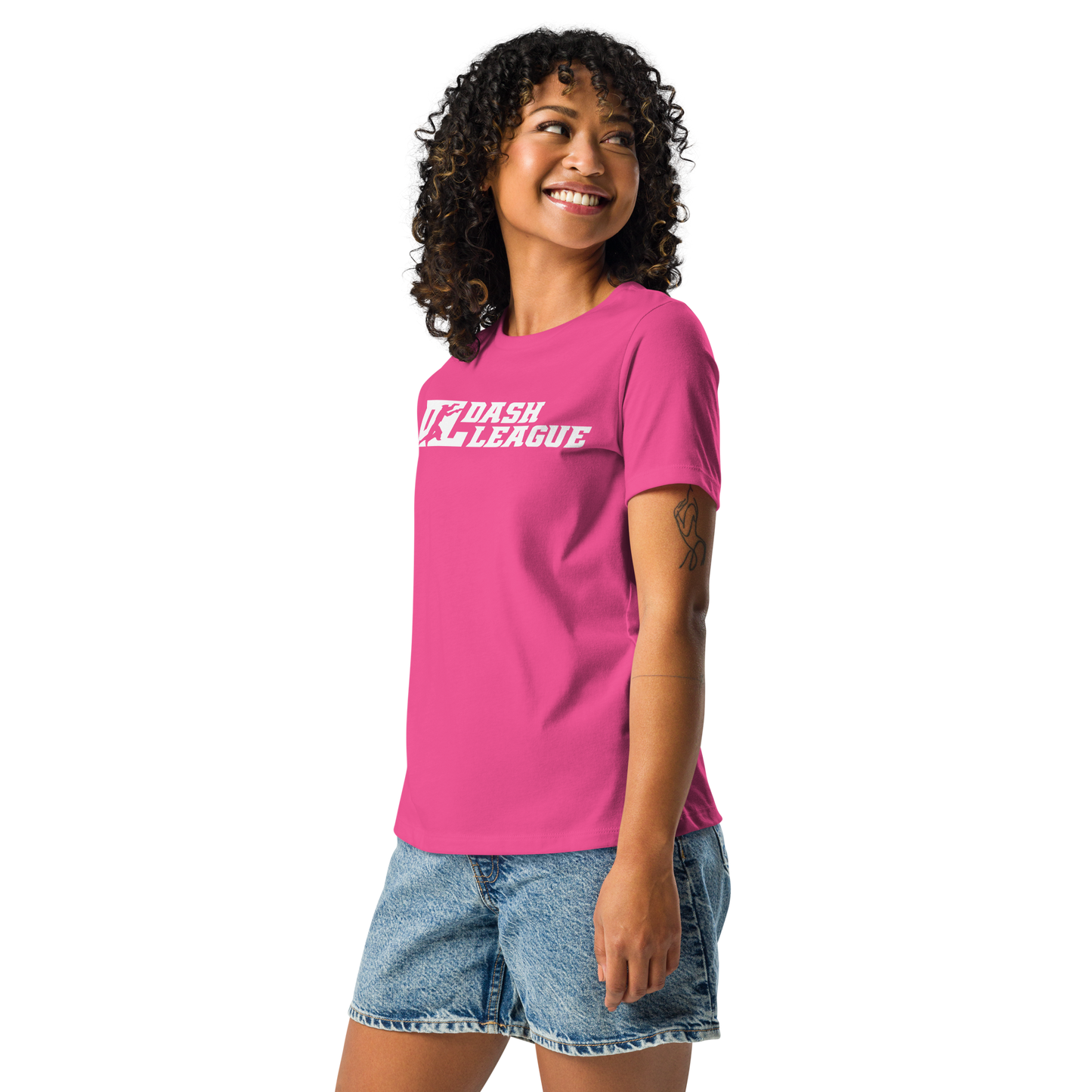 Camiseta holgada blanca para mujer con logotipo DL ancho