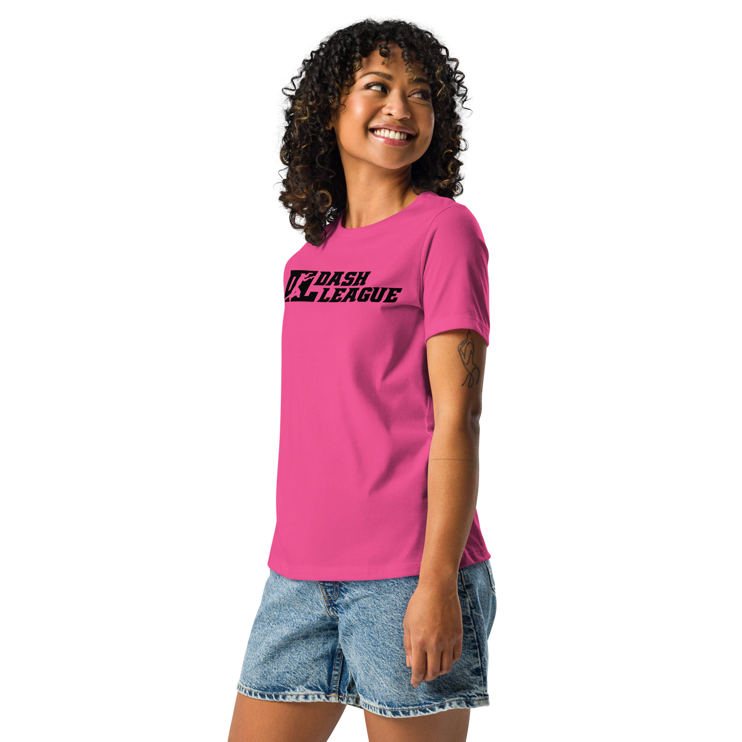 Camiseta holgada negra con logotipo DL para mujer