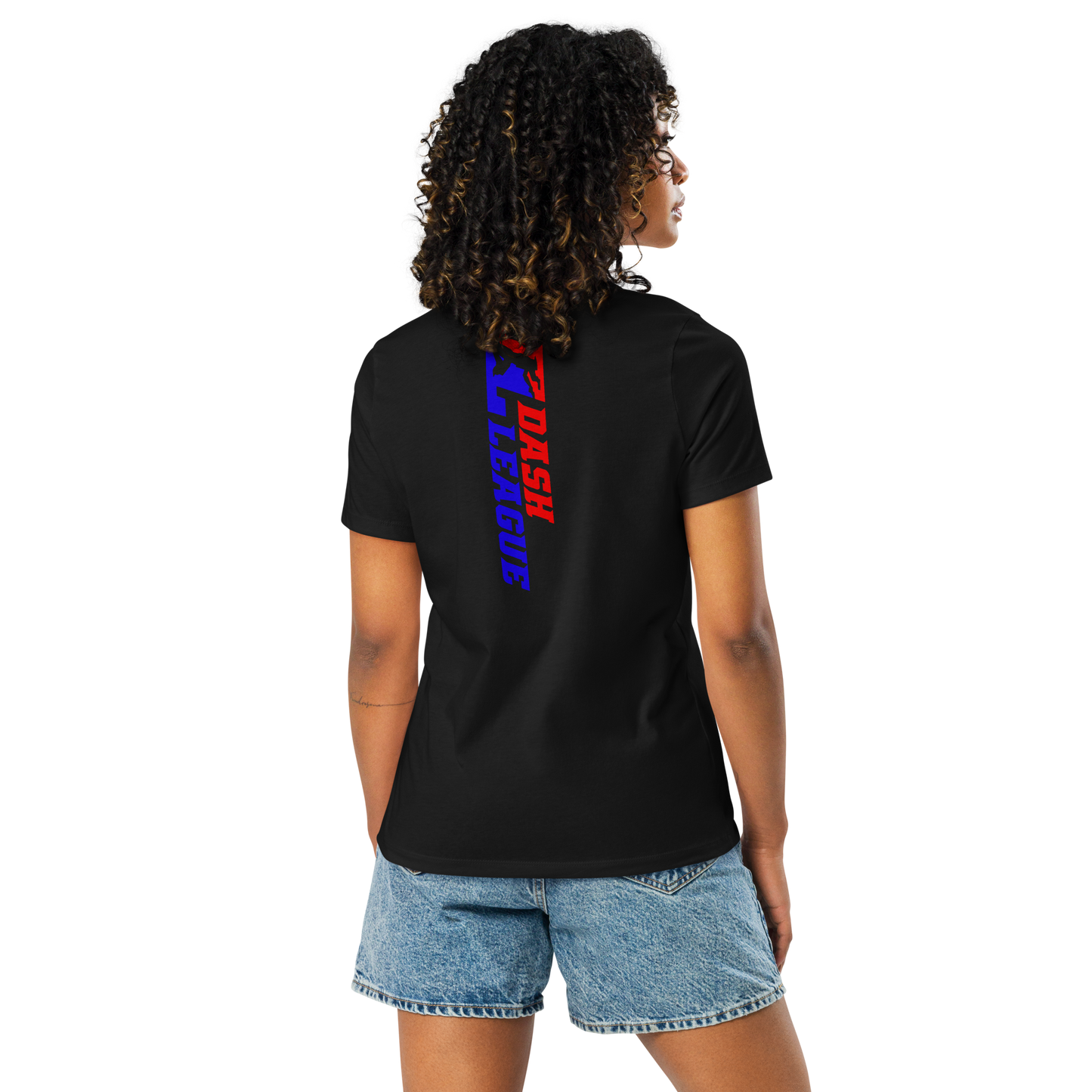 Camiseta holgada para mujer con logotipo DL de color ancho (delante y detrás)