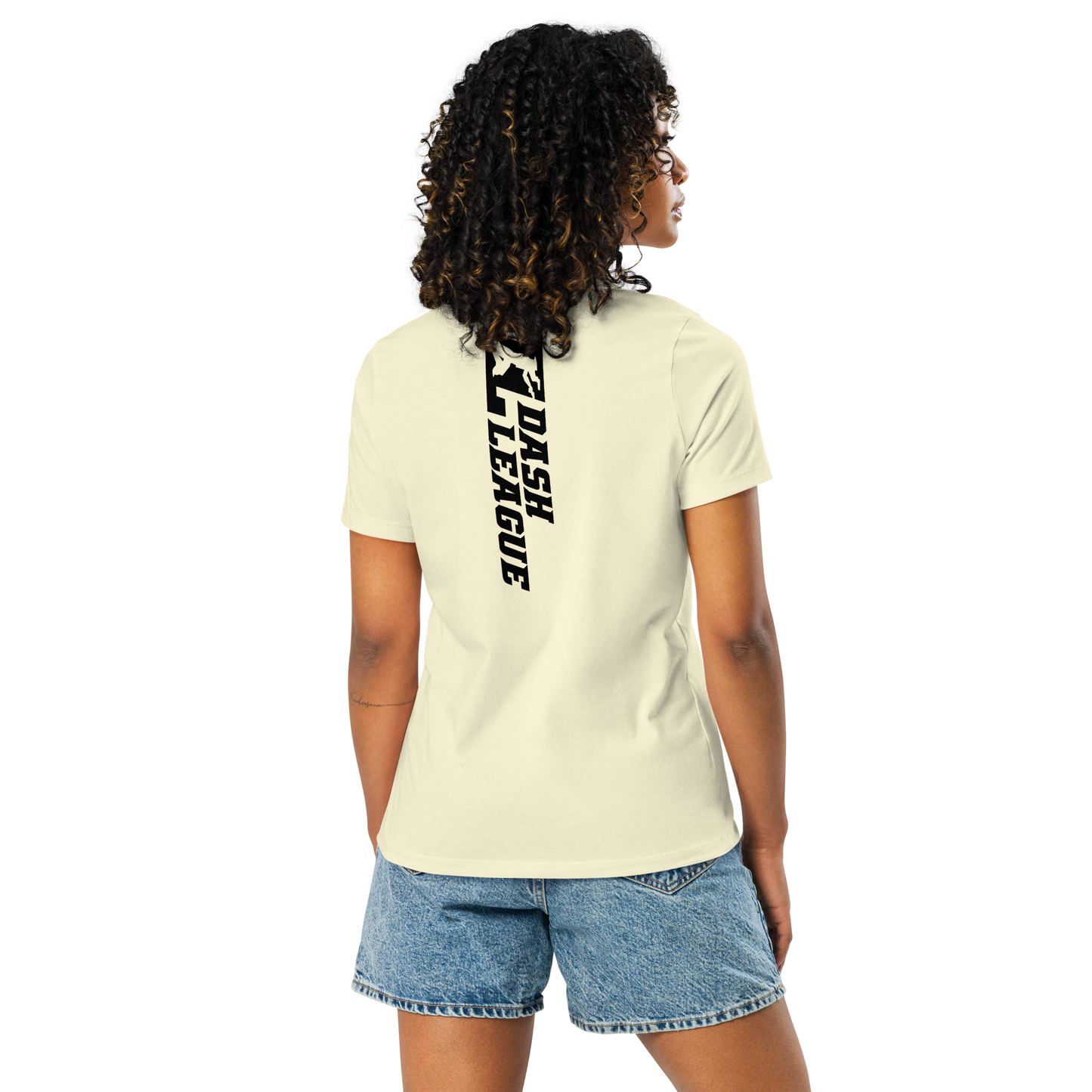 T-shirt décontracté pour femme avec logo DL large noir (devant + dos)