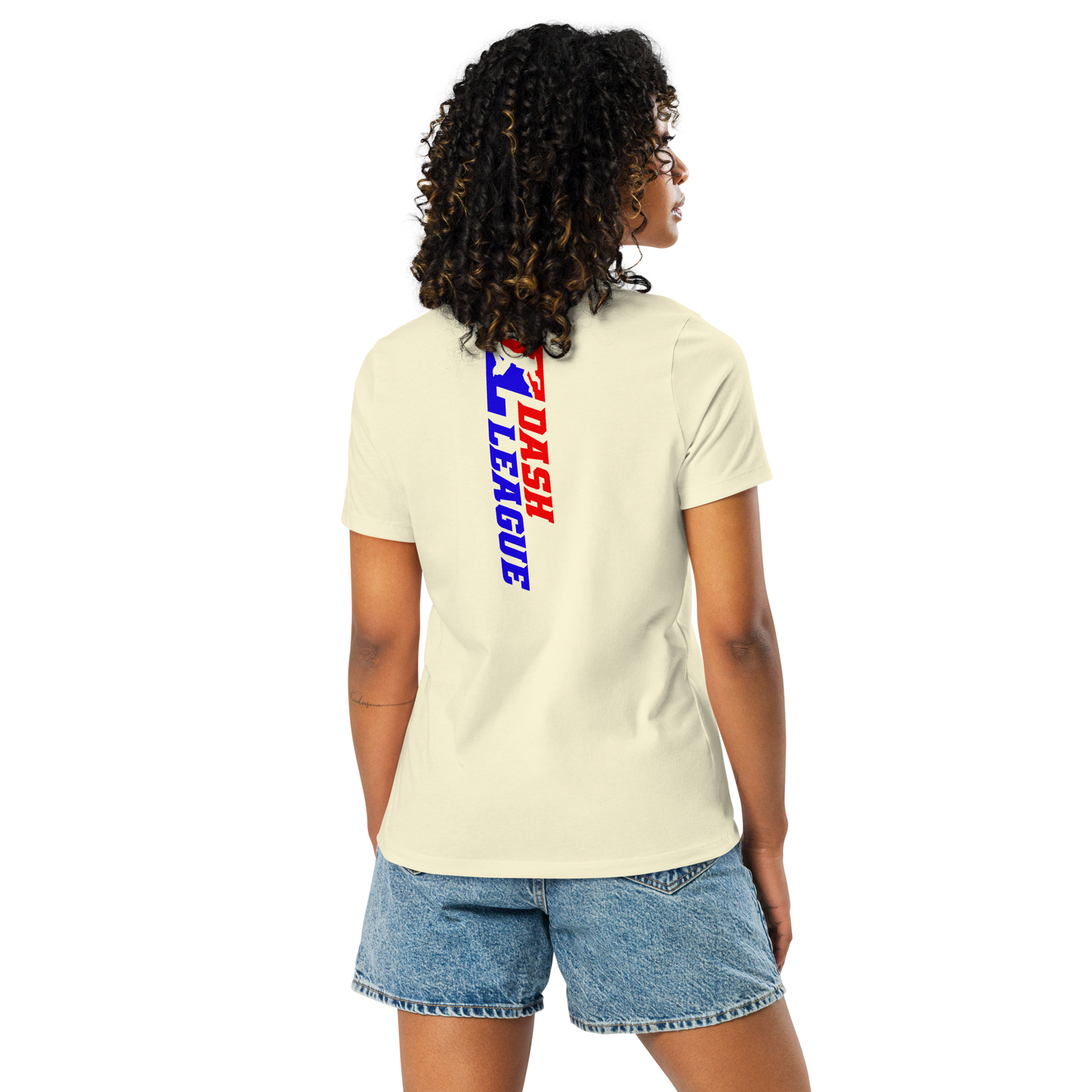 Camiseta holgada para mujer con logotipo DL de color ancho (delante y detrás)