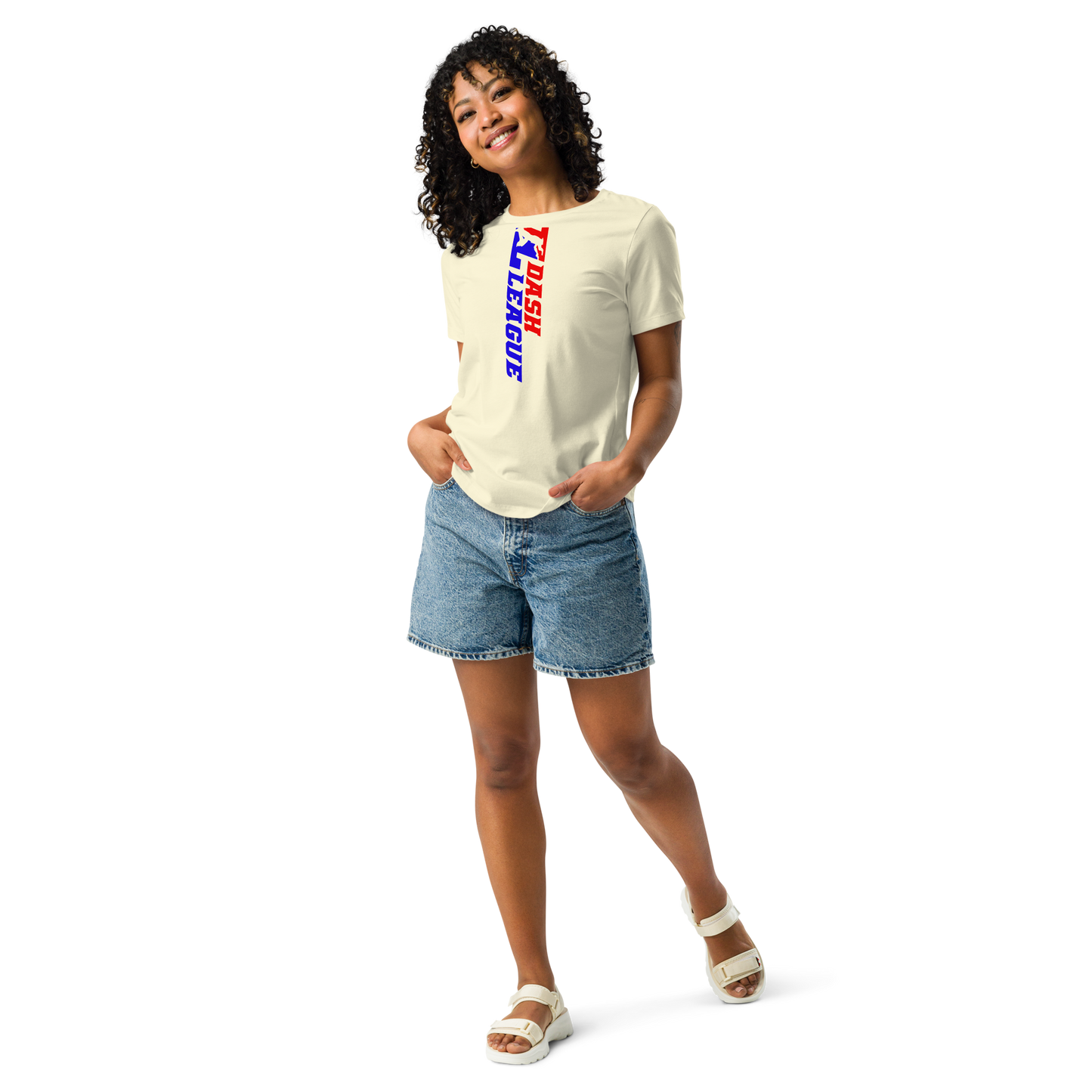 Camiseta holgada para mujer con logotipo DL de color ancho (delante y detrás)