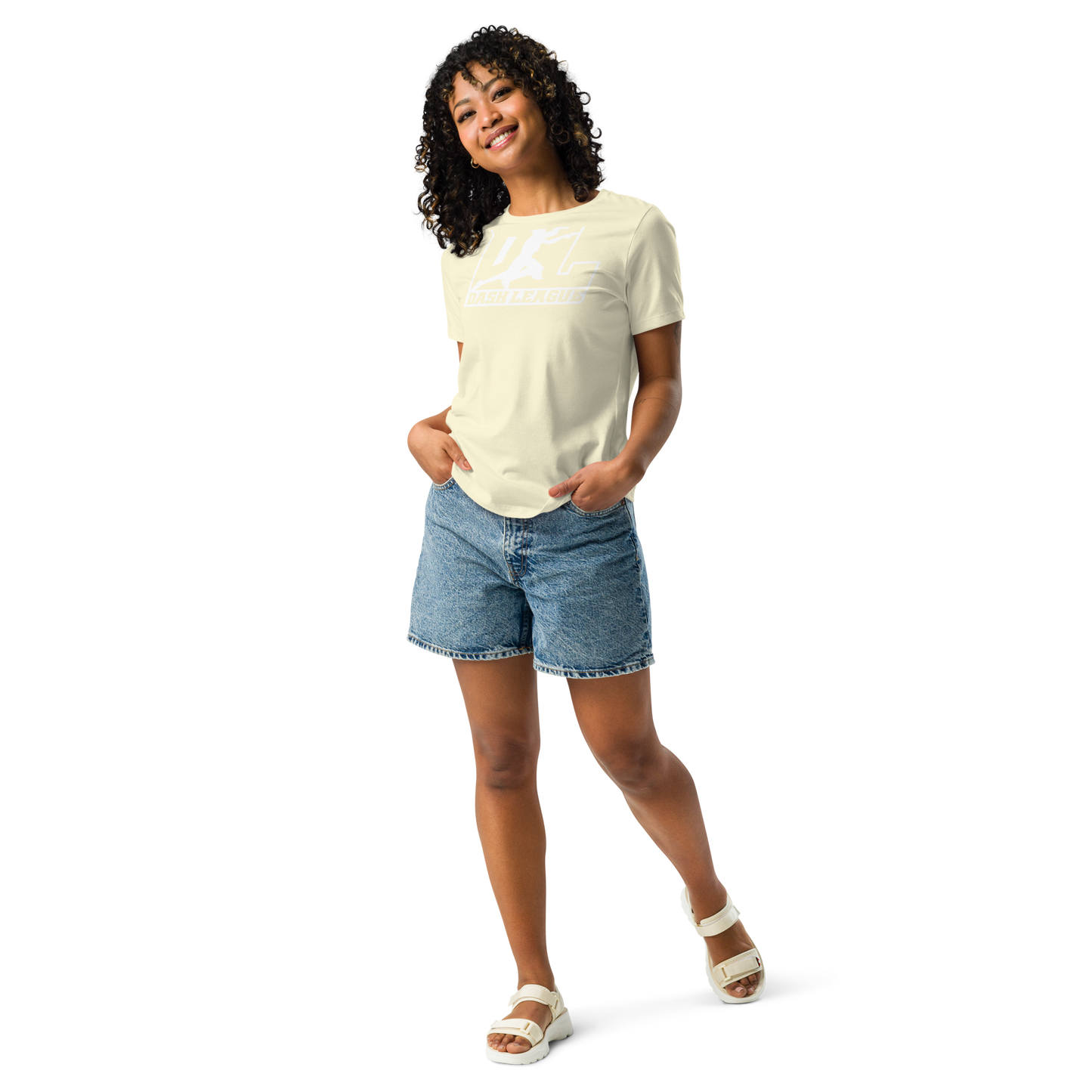 Camiseta holgada para mujer con logotipo DL en blanco