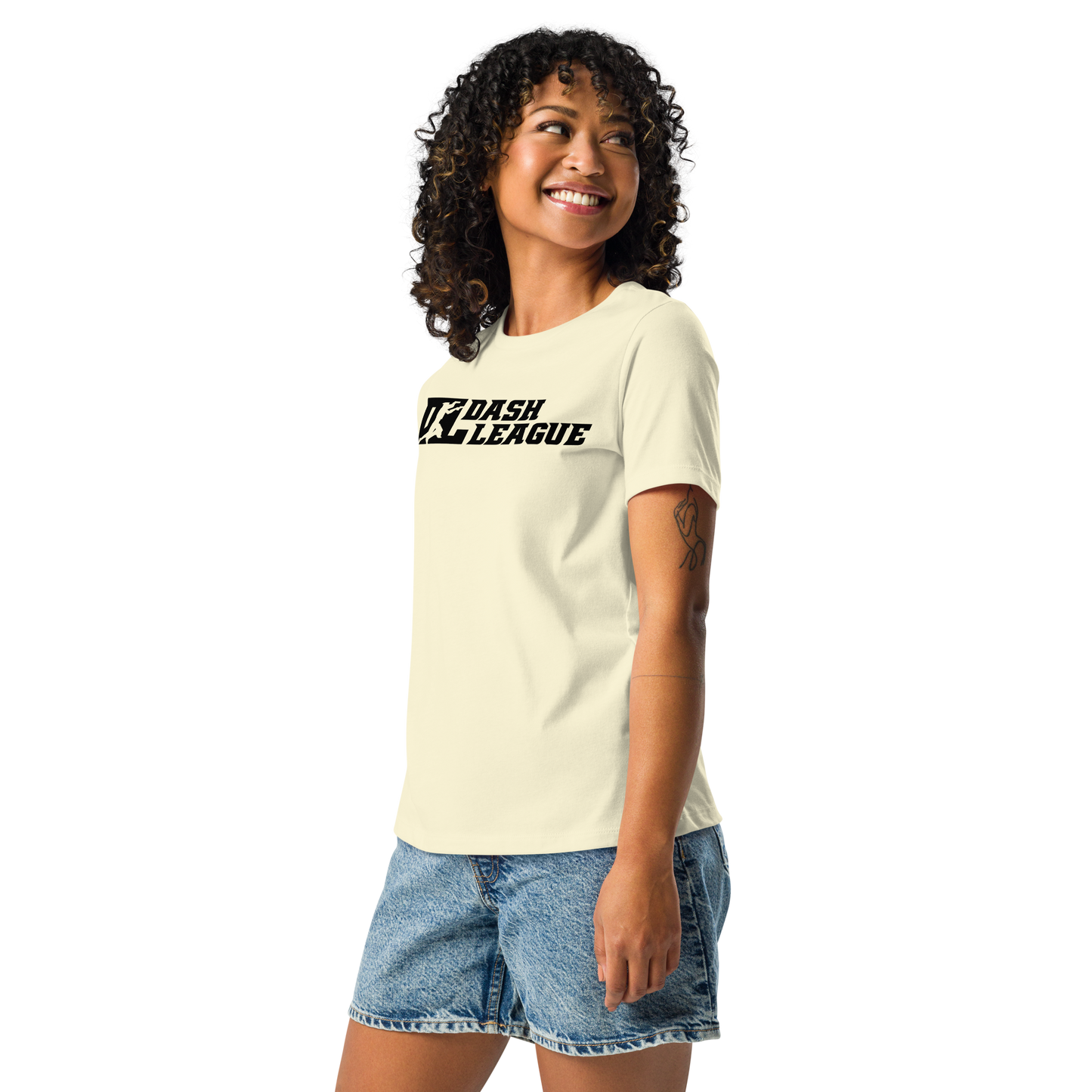 Camiseta holgada negra con logotipo DL para mujer