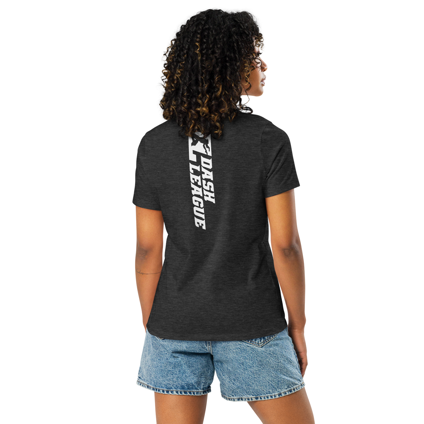 Camiseta holgada blanca para mujer con logotipo DL ancho (delante y detrás)