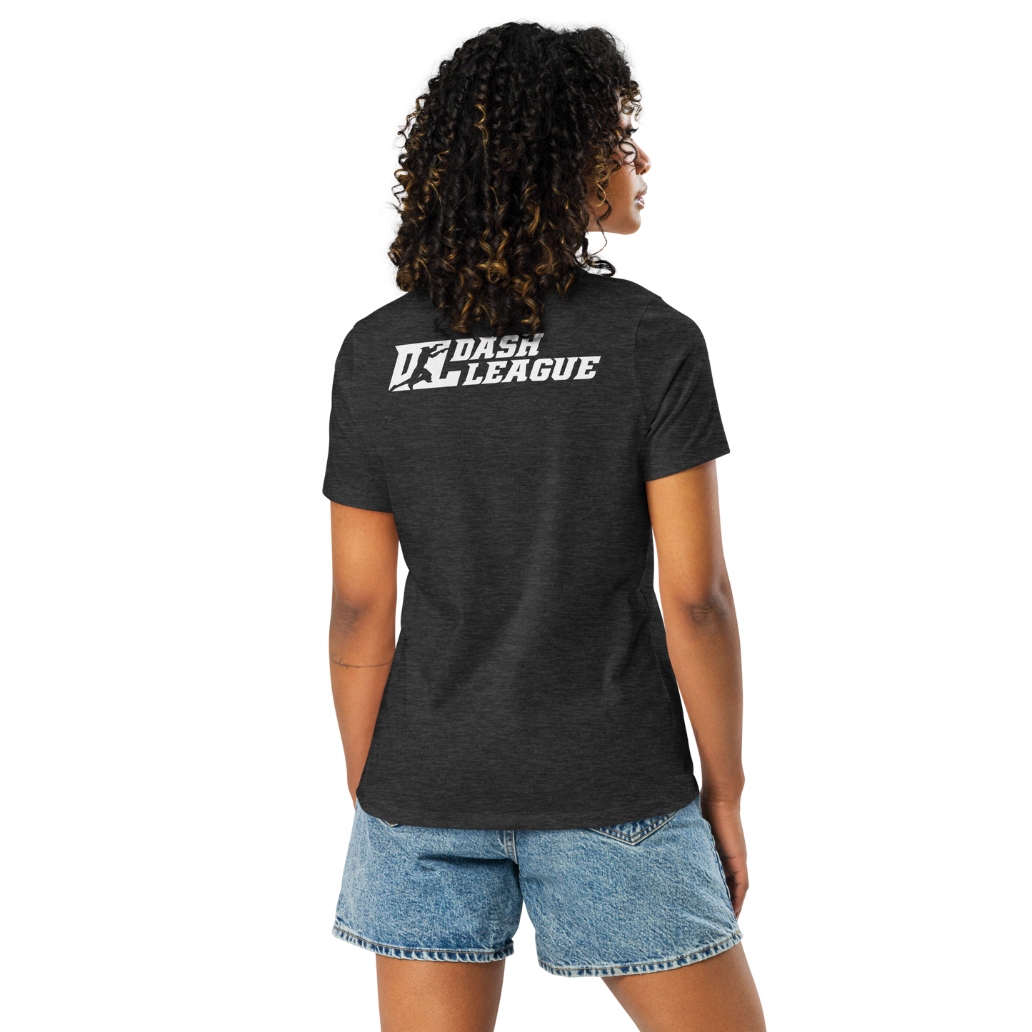 Camiseta holgada para mujer con logotipo DL en blanco (parte delantera y trasera)