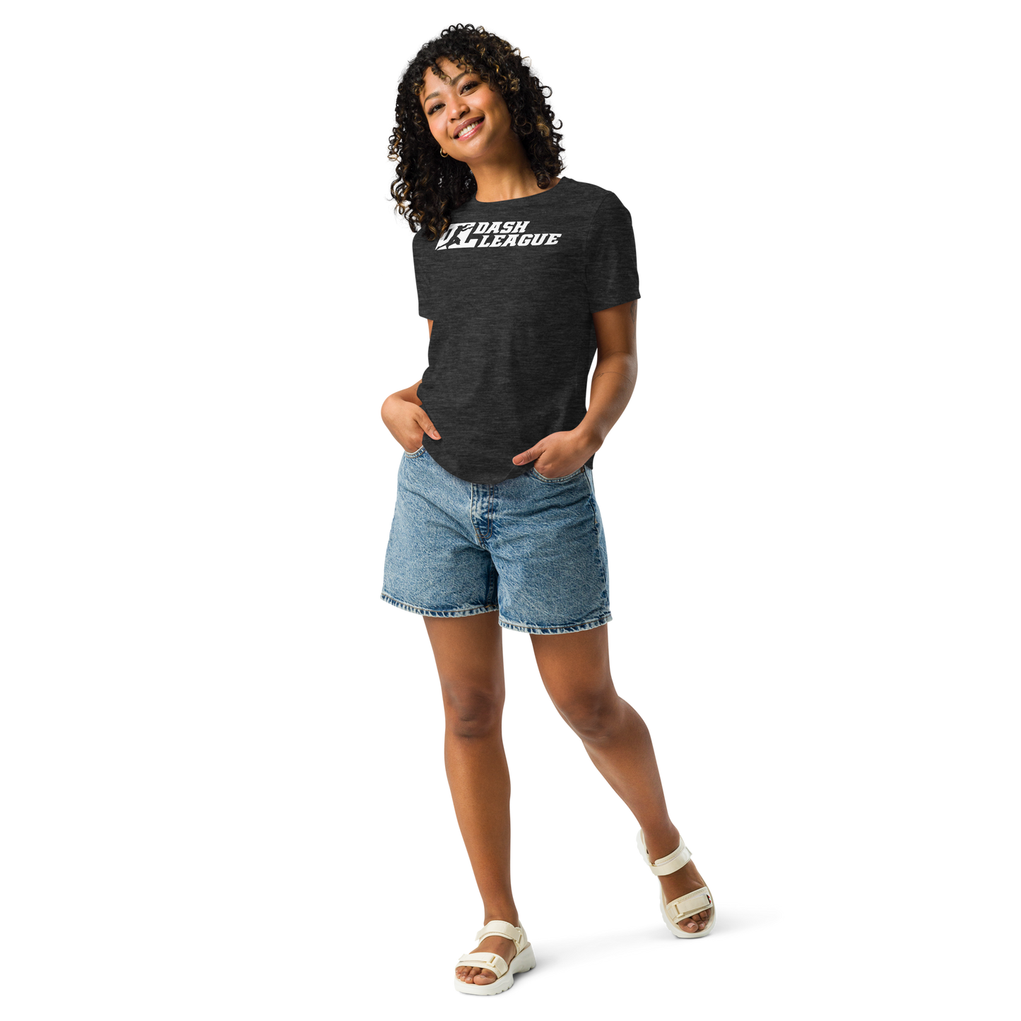 Camiseta holgada blanca para mujer con logotipo DL ancho