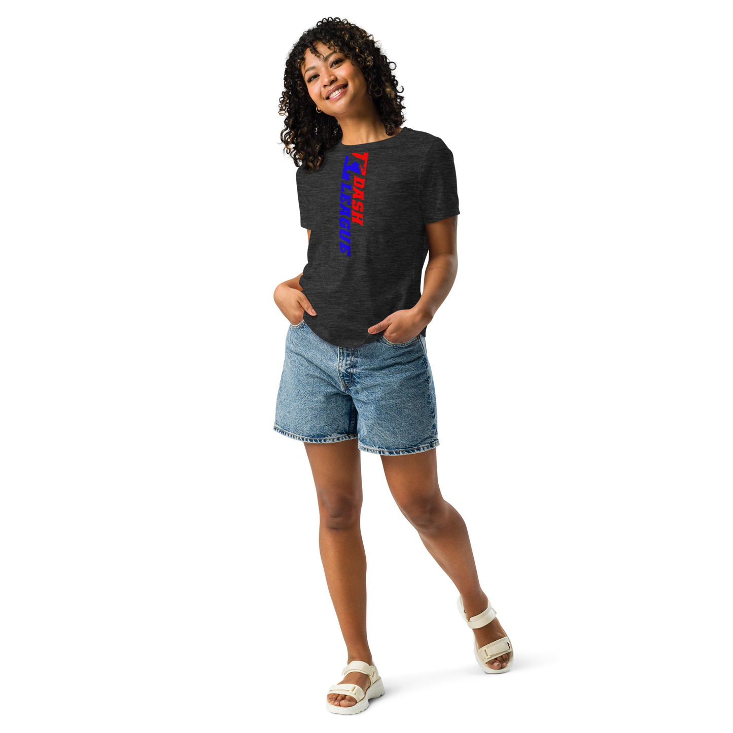 Camiseta holgada para mujer con logotipo DL de color ancho (delante y detrás)