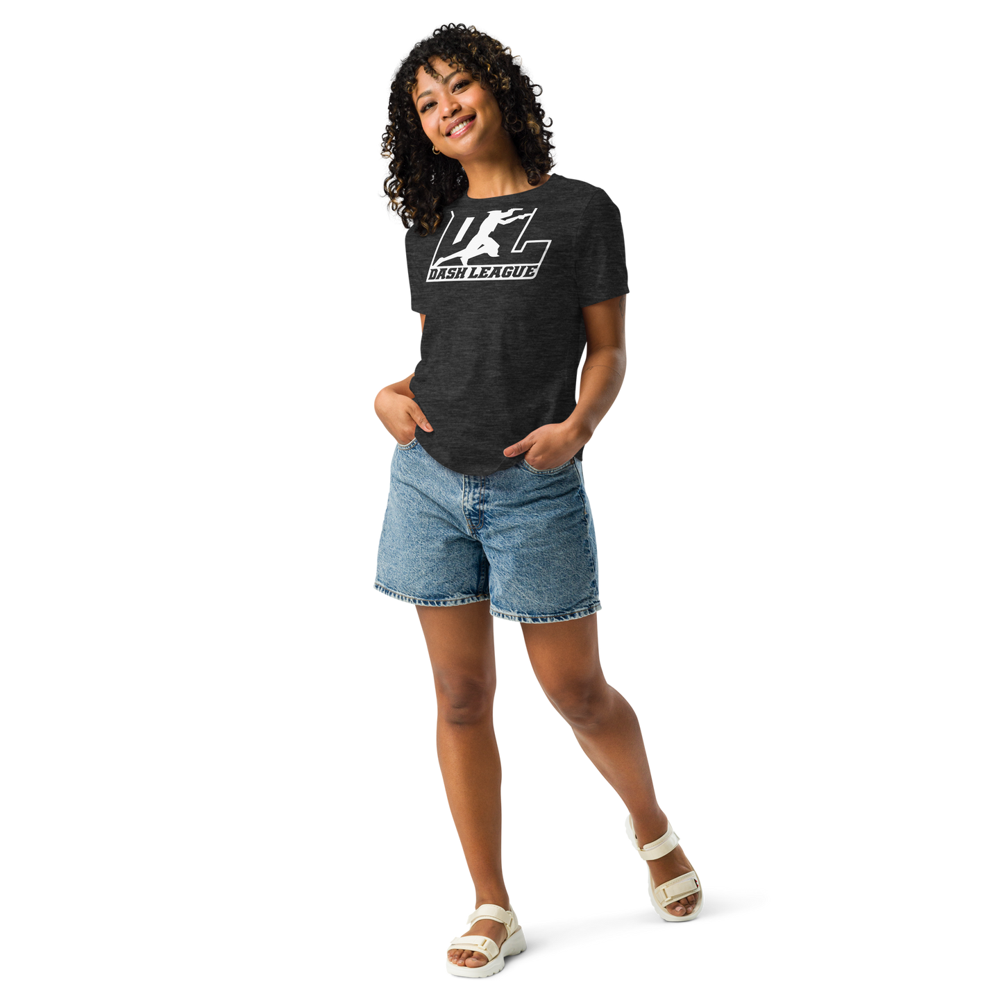 Camiseta holgada para mujer con logotipo DL en blanco