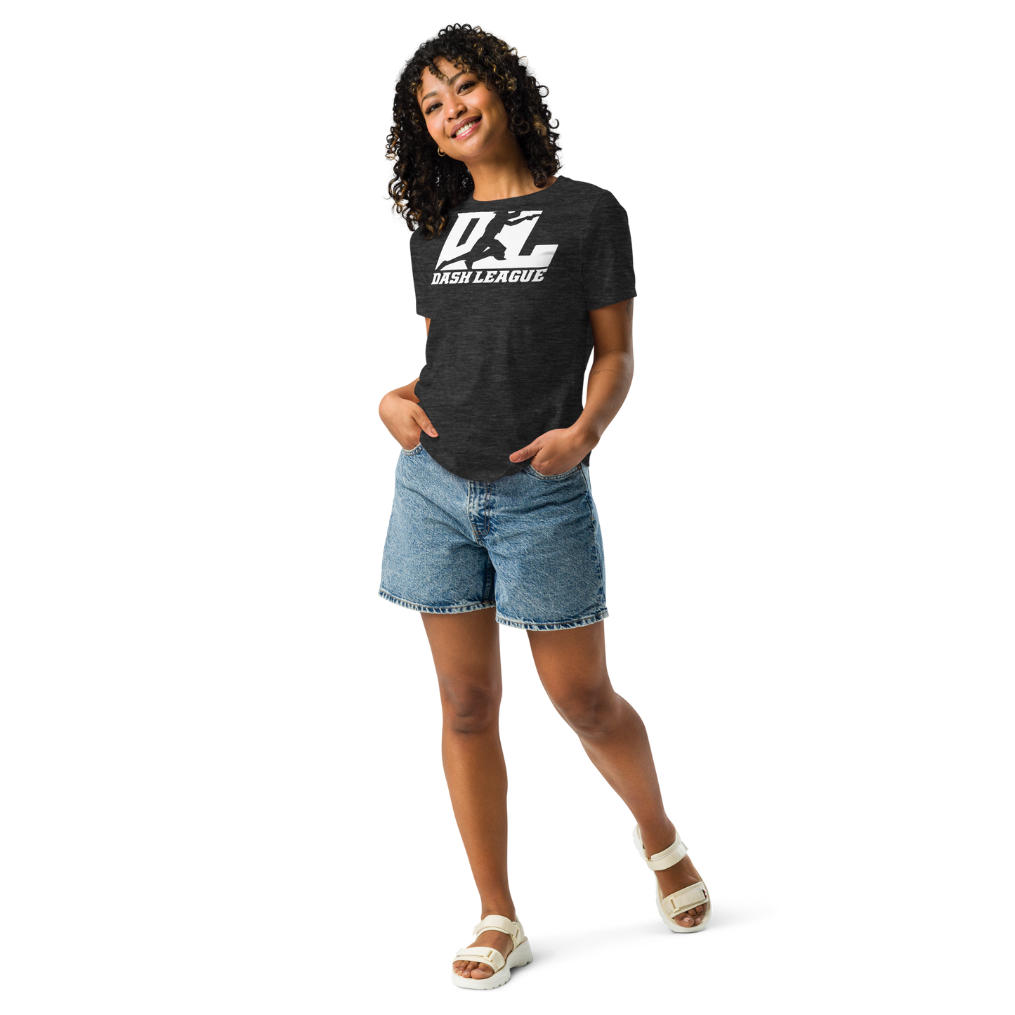 T-shirt décontracté pour femme avec logo DL blanc