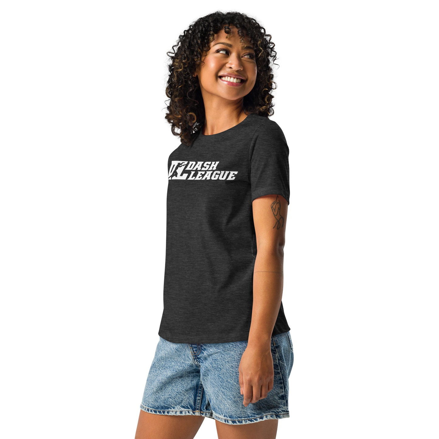 Camiseta holgada blanca para mujer con logotipo DL ancho