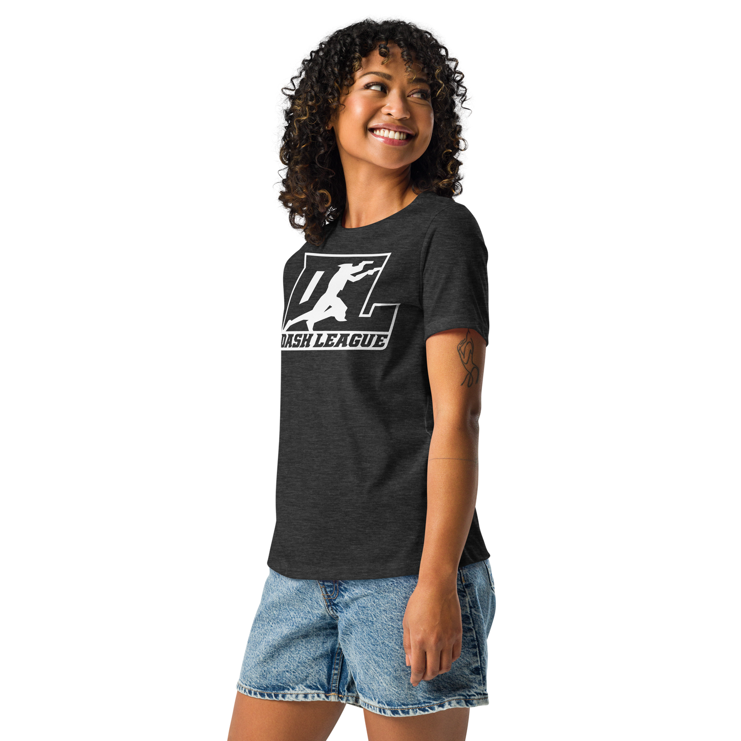 Camiseta holgada para mujer con logotipo DL en blanco