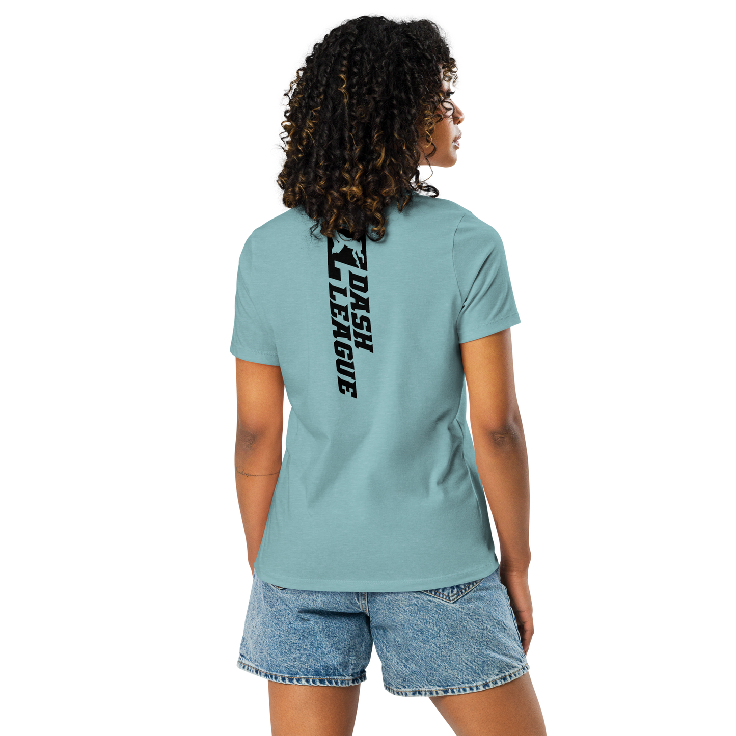 T-shirt décontracté pour femme avec logo DL large noir (devant + dos)