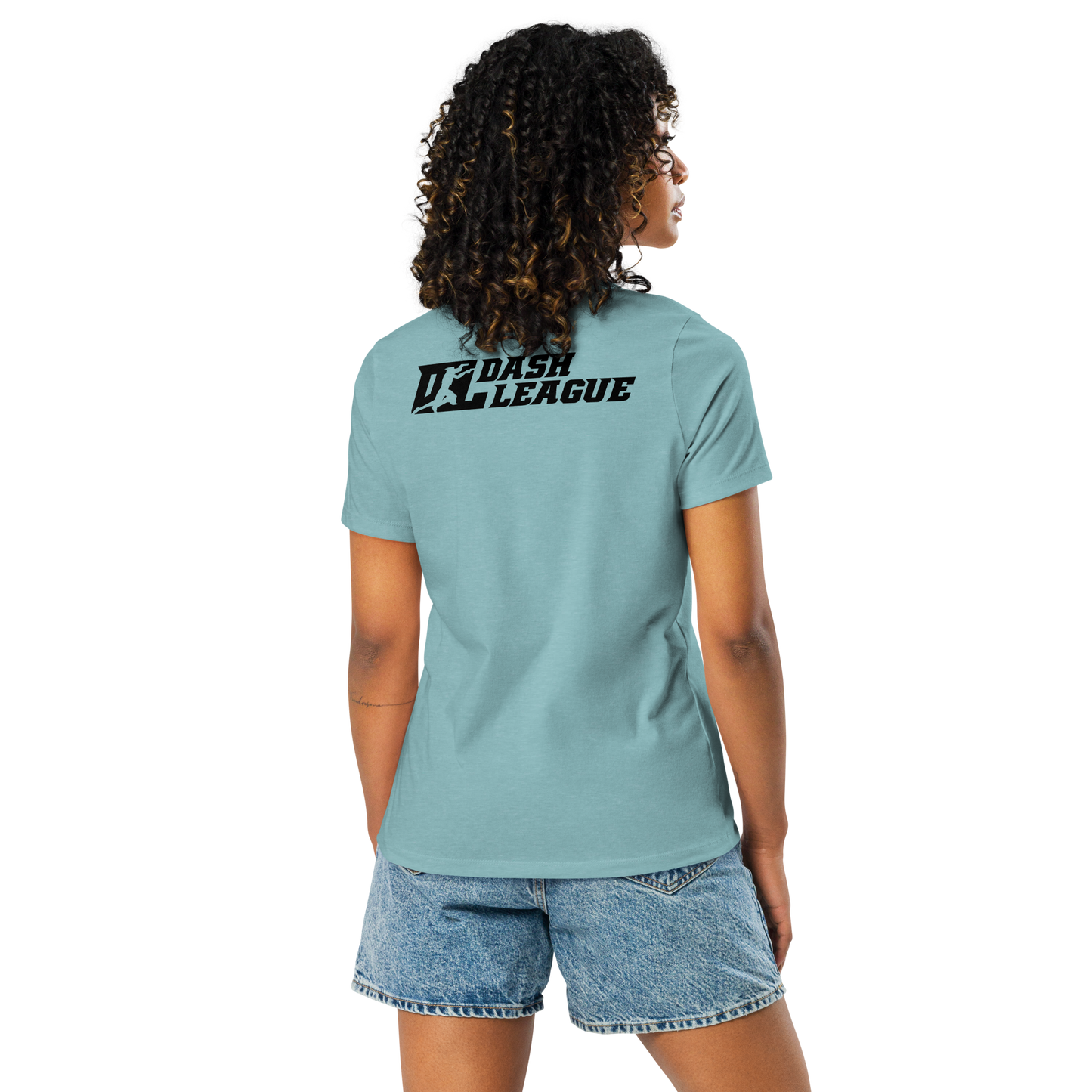 Camiseta holgada para mujer con logotipo DL en negro (parte delantera y trasera)