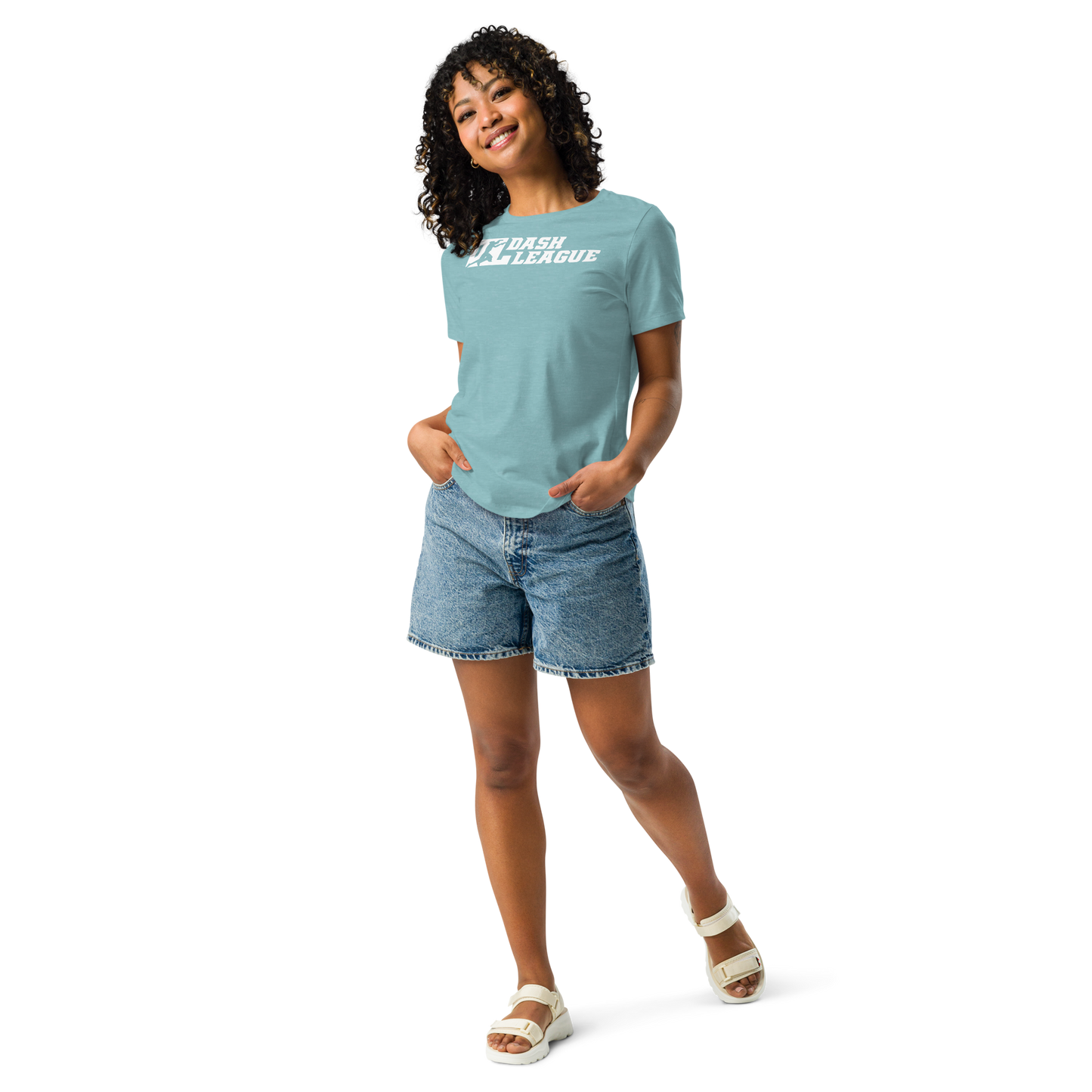Camiseta holgada blanca para mujer con logotipo DL ancho