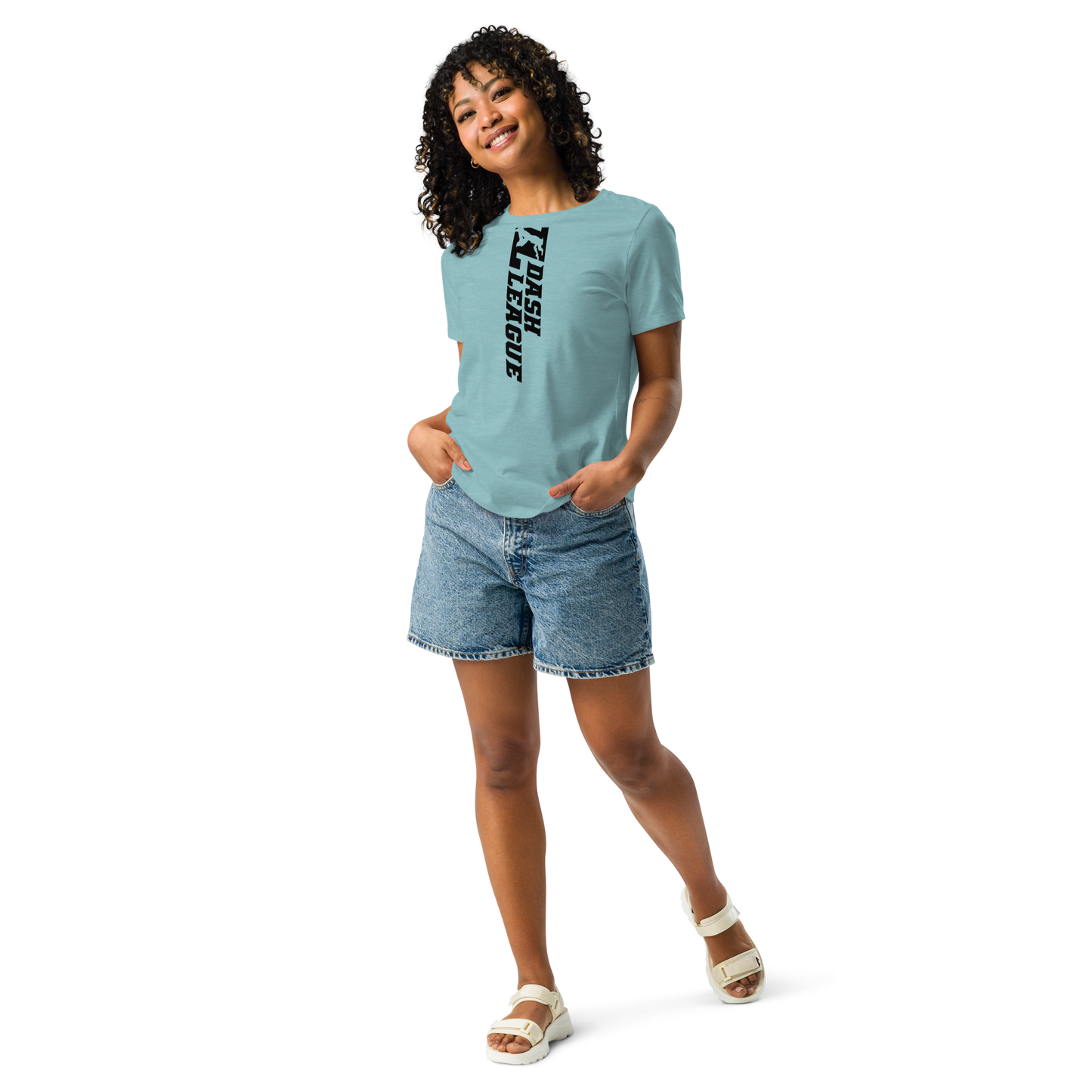 T-shirt décontracté pour femme avec logo DL large noir (devant + dos)