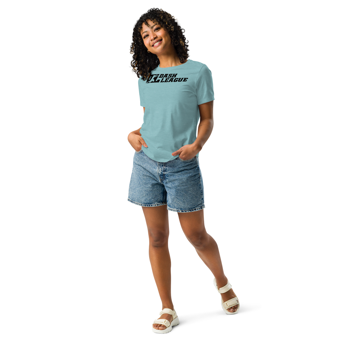 Camiseta holgada negra con logotipo DL para mujer