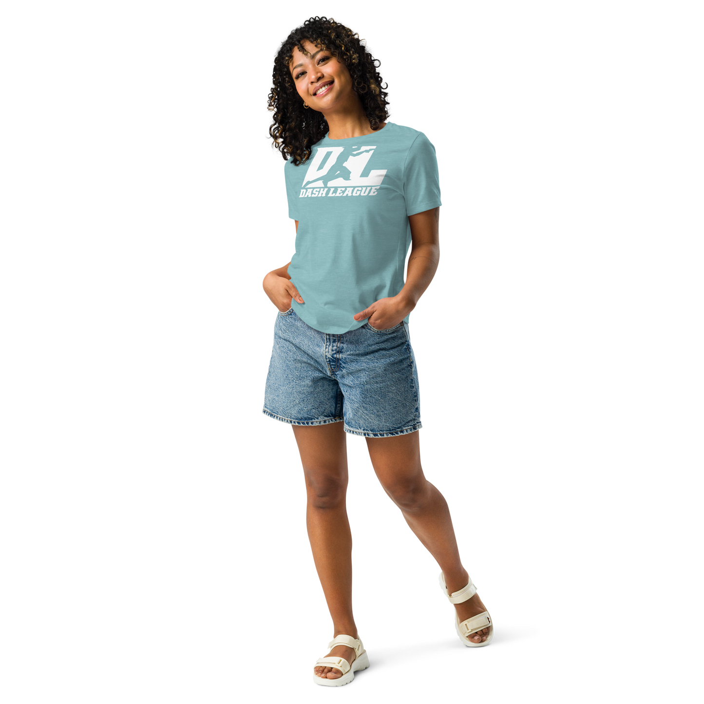 T-shirt décontracté pour femme avec logo DL blanc