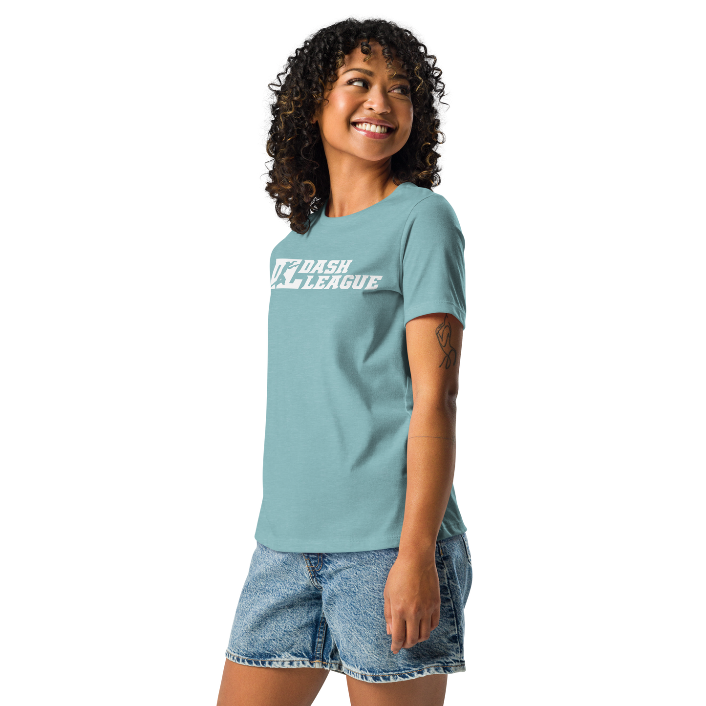 Camiseta holgada blanca para mujer con logotipo DL ancho