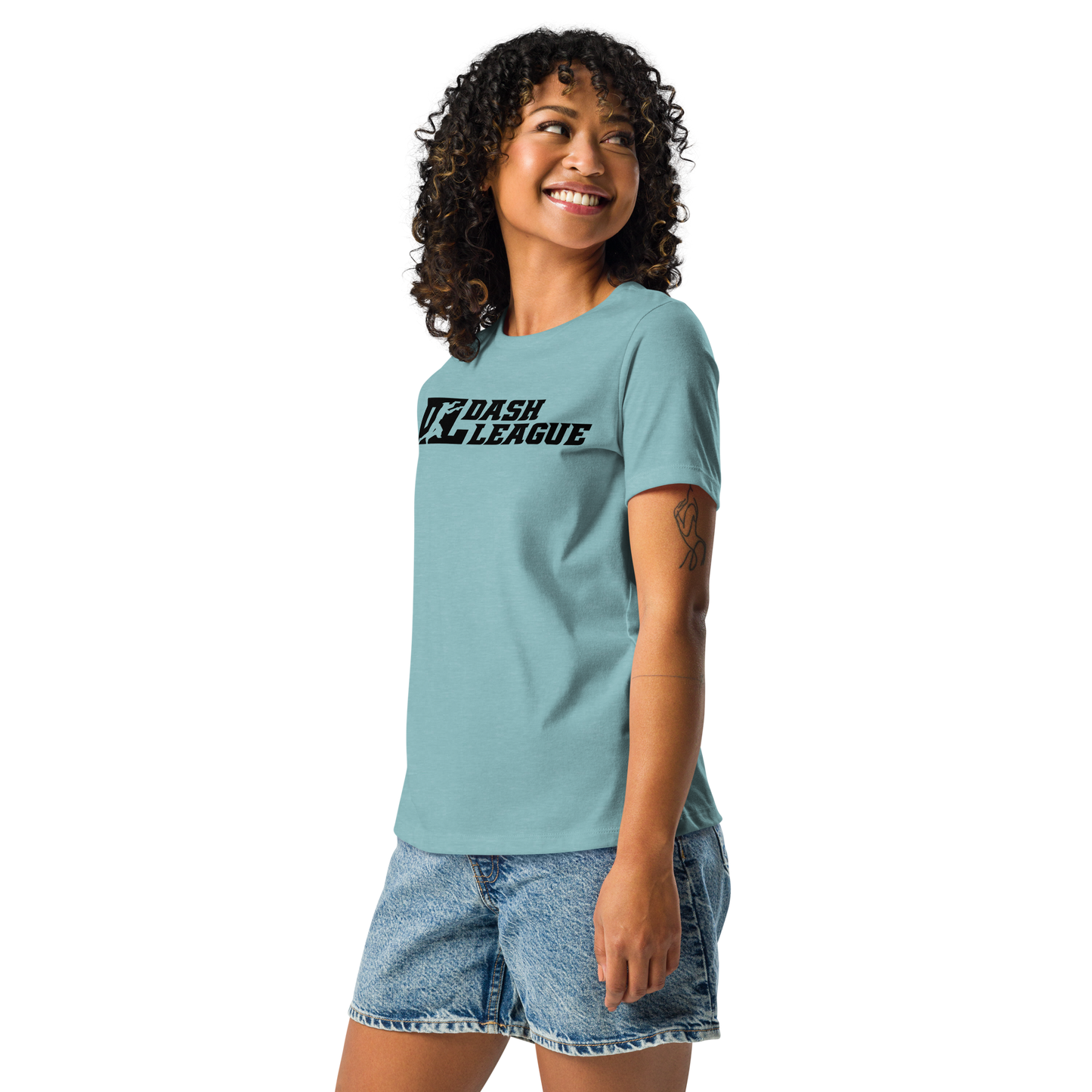 Camiseta holgada negra con logotipo DL para mujer